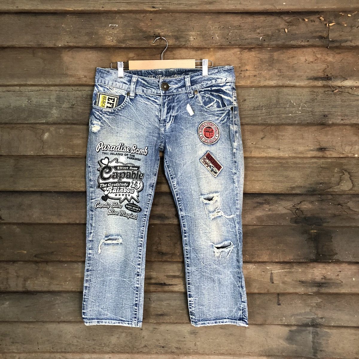 Japanese Brand Vintage Standard distressed ripped Blue Denim Pants #7381 Size 28" / US 6 / IT 42 - 1 Thumbnail