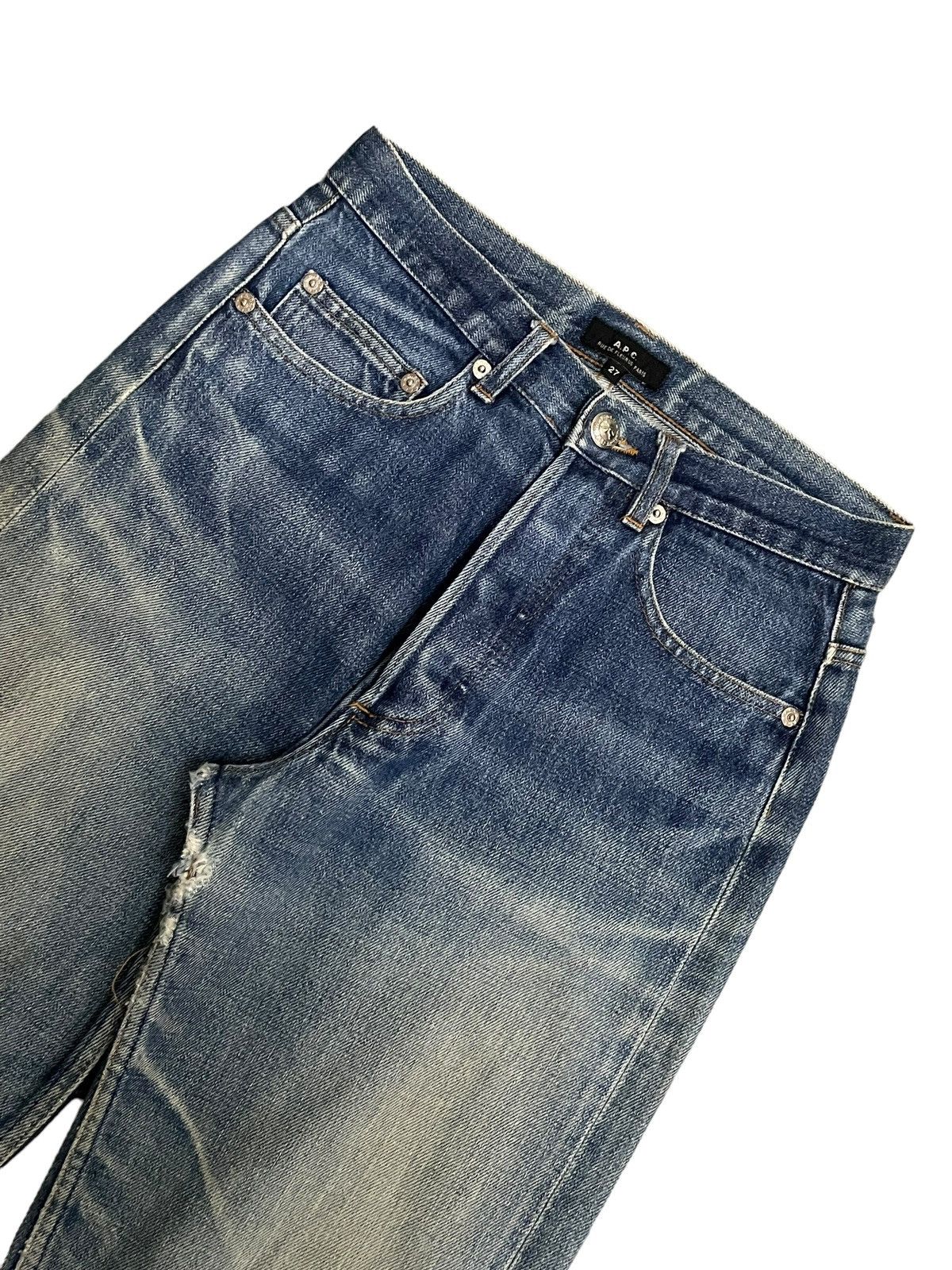 A.P.C. Vintage A.P.C Selvedge Blue Wash Loose Fit Distressed Jeans Size US 27 - 7 Thumbnail