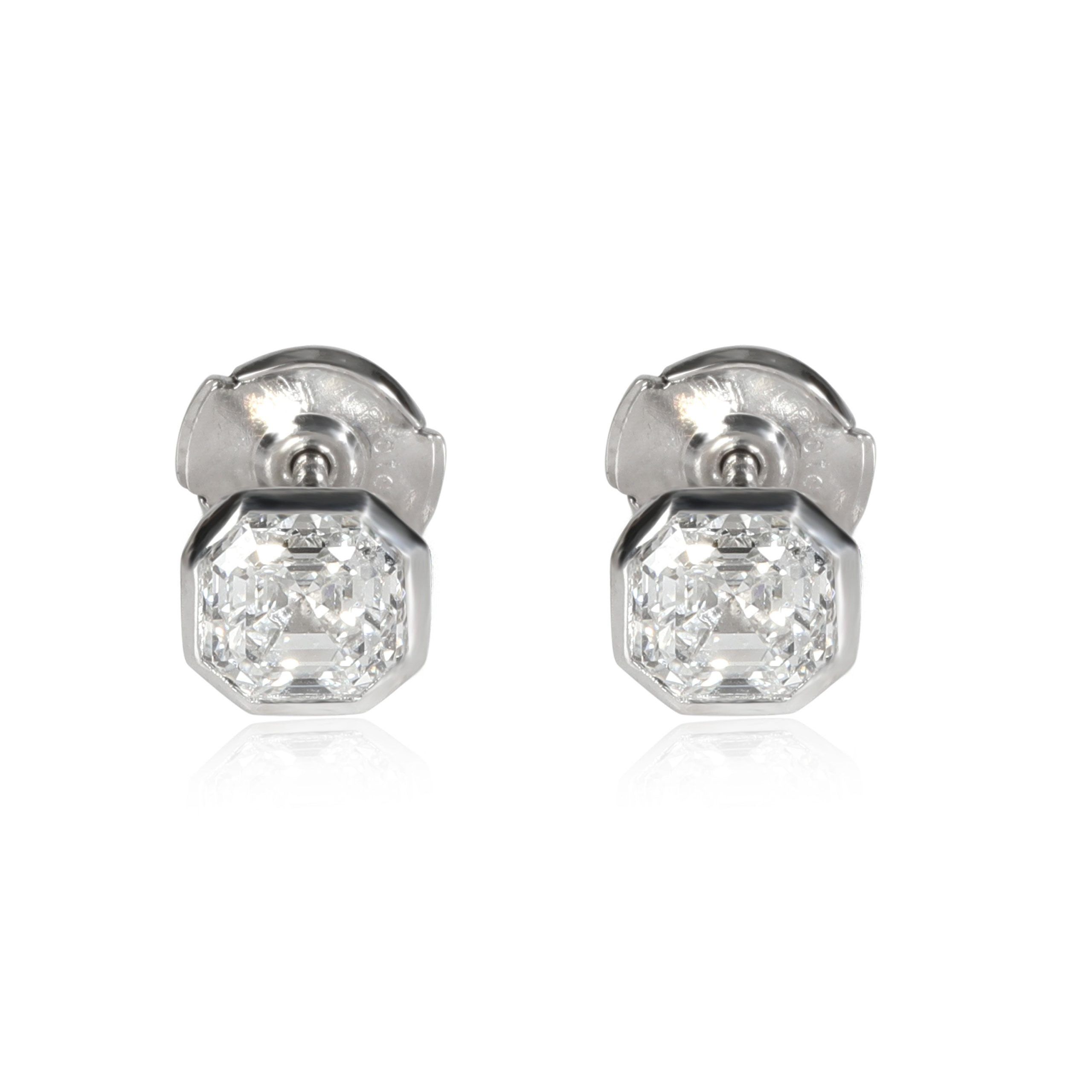 Other Bezel Set Asscher Diamond Stud Earring in Platinum 1.40 CTW Size ONE SIZE - 1 Thumbnail