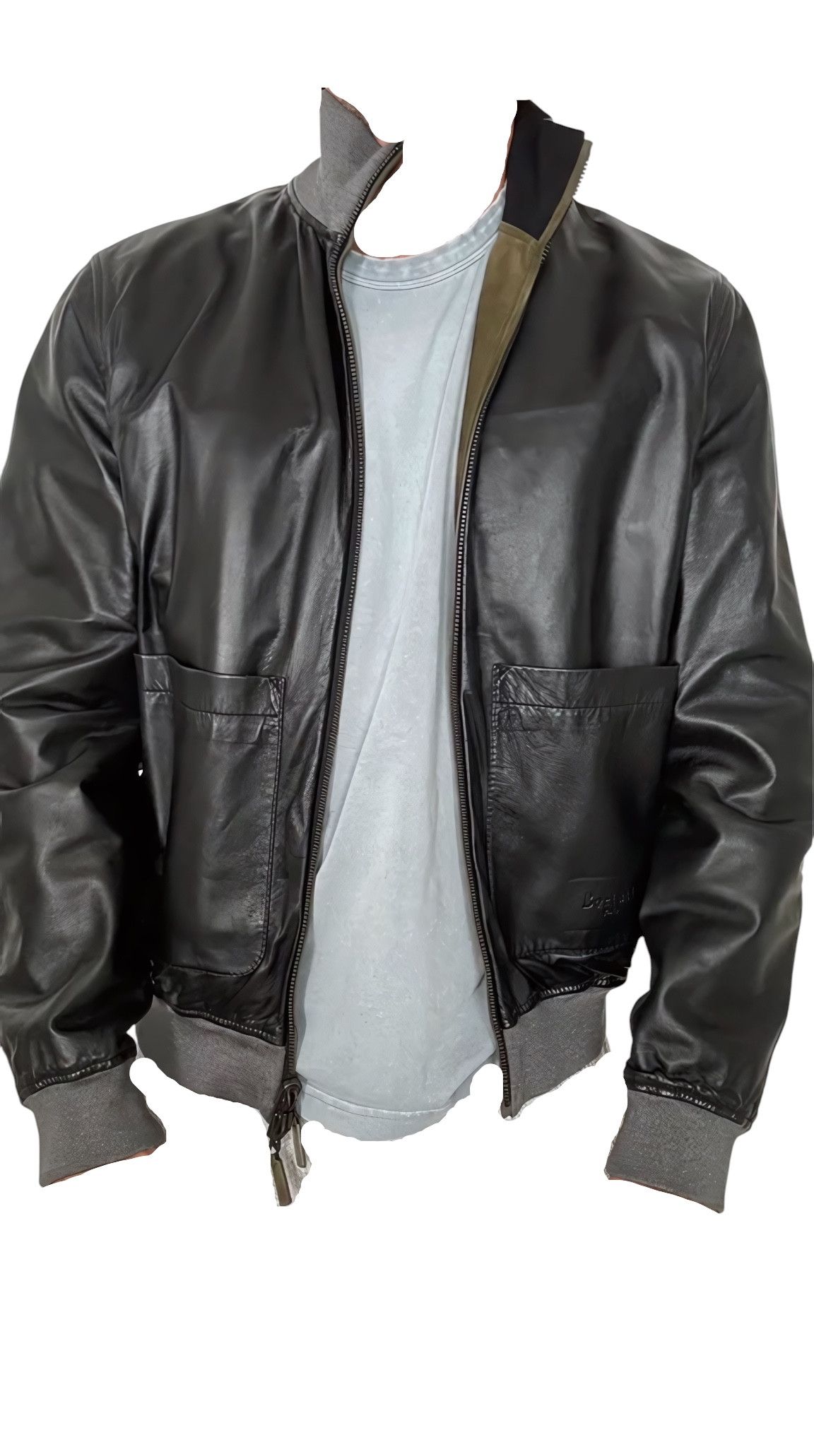 HAIDER ACKERMANN CALFSKIN LEATHER REVERSIBLE SILK JACKET