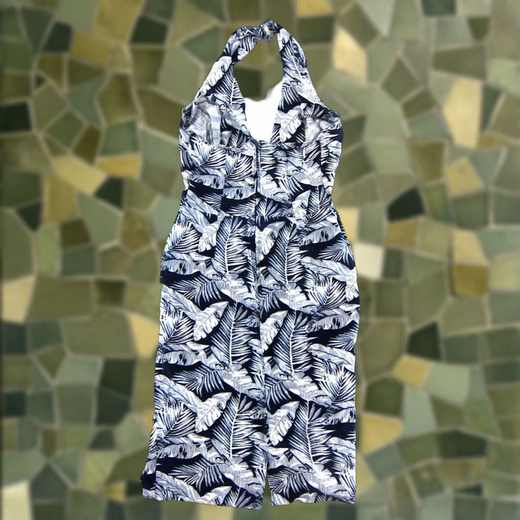 Vintage VINTAGE Robbie Bee Dress Halter Sun Floral Pocket Blue 8 Women Rayon Sleeveless Back Zipper Size M / US 6-8 / IT 42-44 - 1 Thumbnail