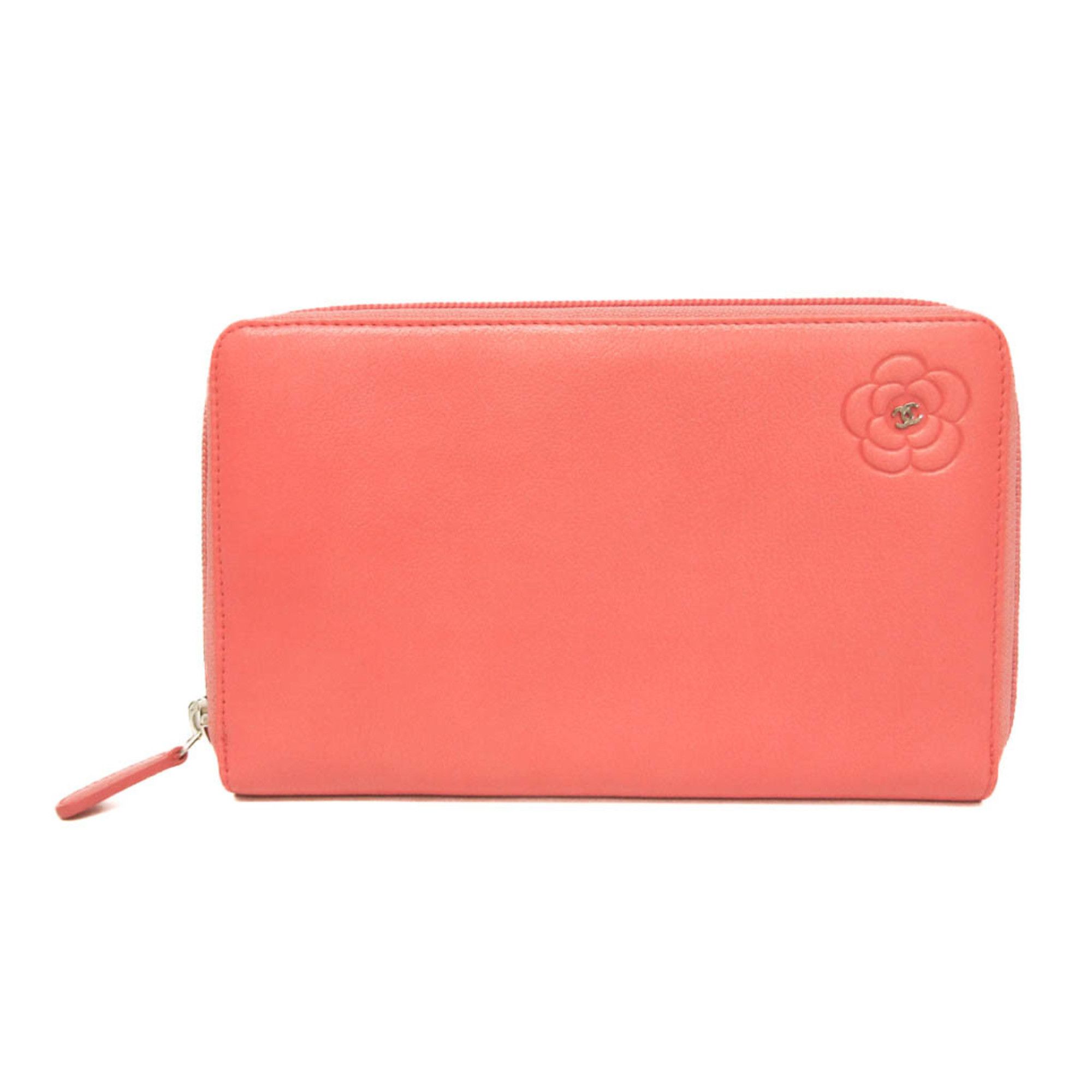 Chanel Chanel Camellia Women's Leather Long Wallet (bi-fold) Coral Pink Size ONE SIZE - 1 Thumbnail