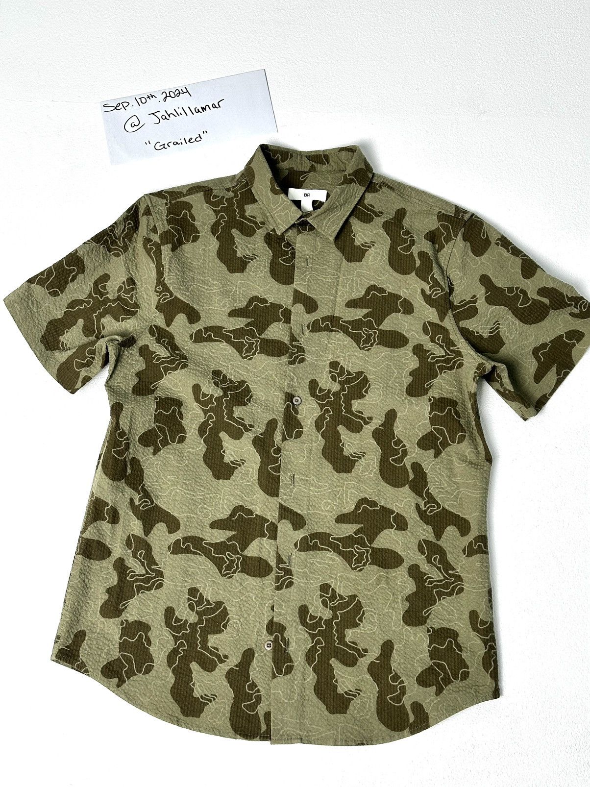 BP. Camo Green textured button up Size US M / EU 48-50 / 2 - 1 Thumbnail