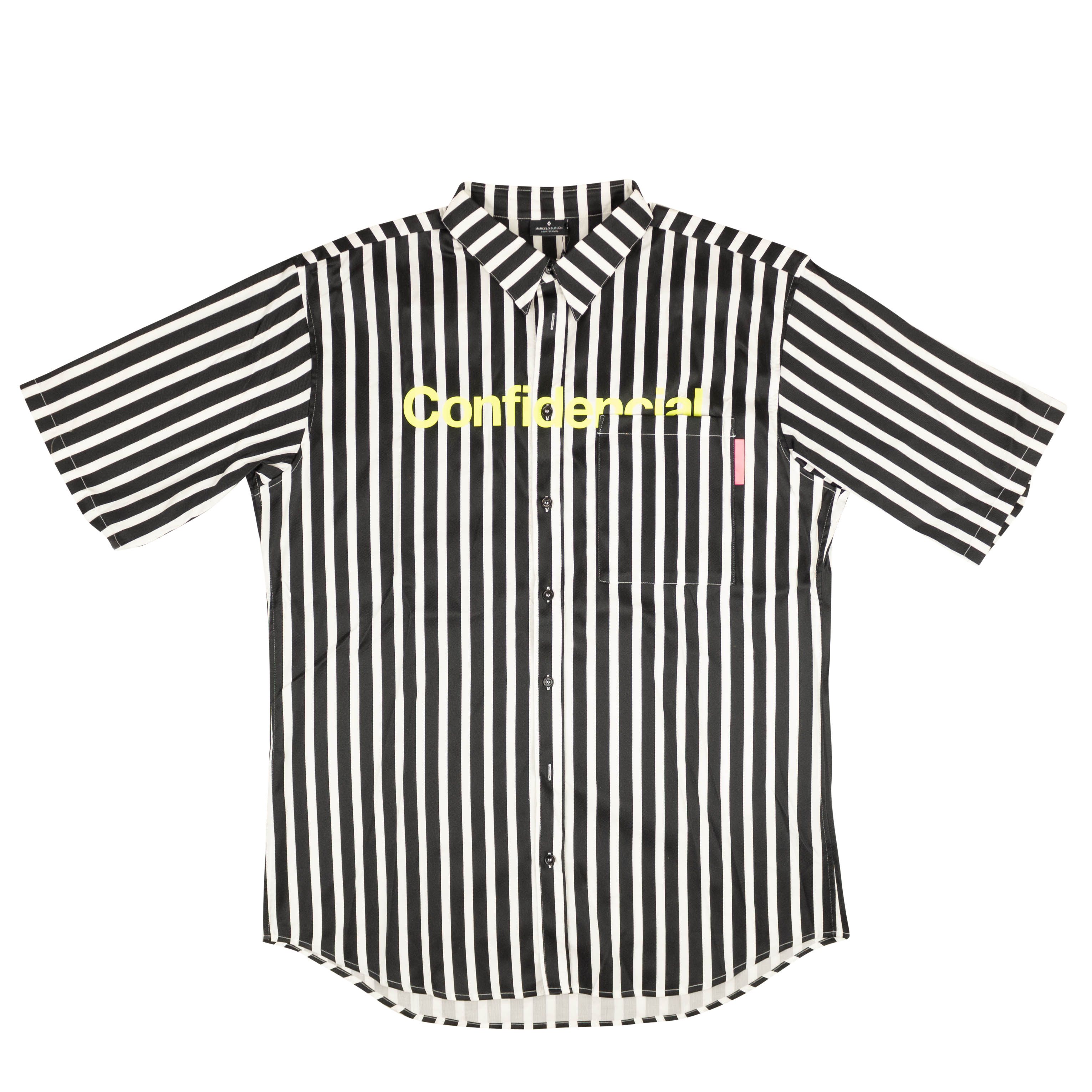 image of Marcelo Burlon Black & White Striped Confidencial Shirt Size S, Men's