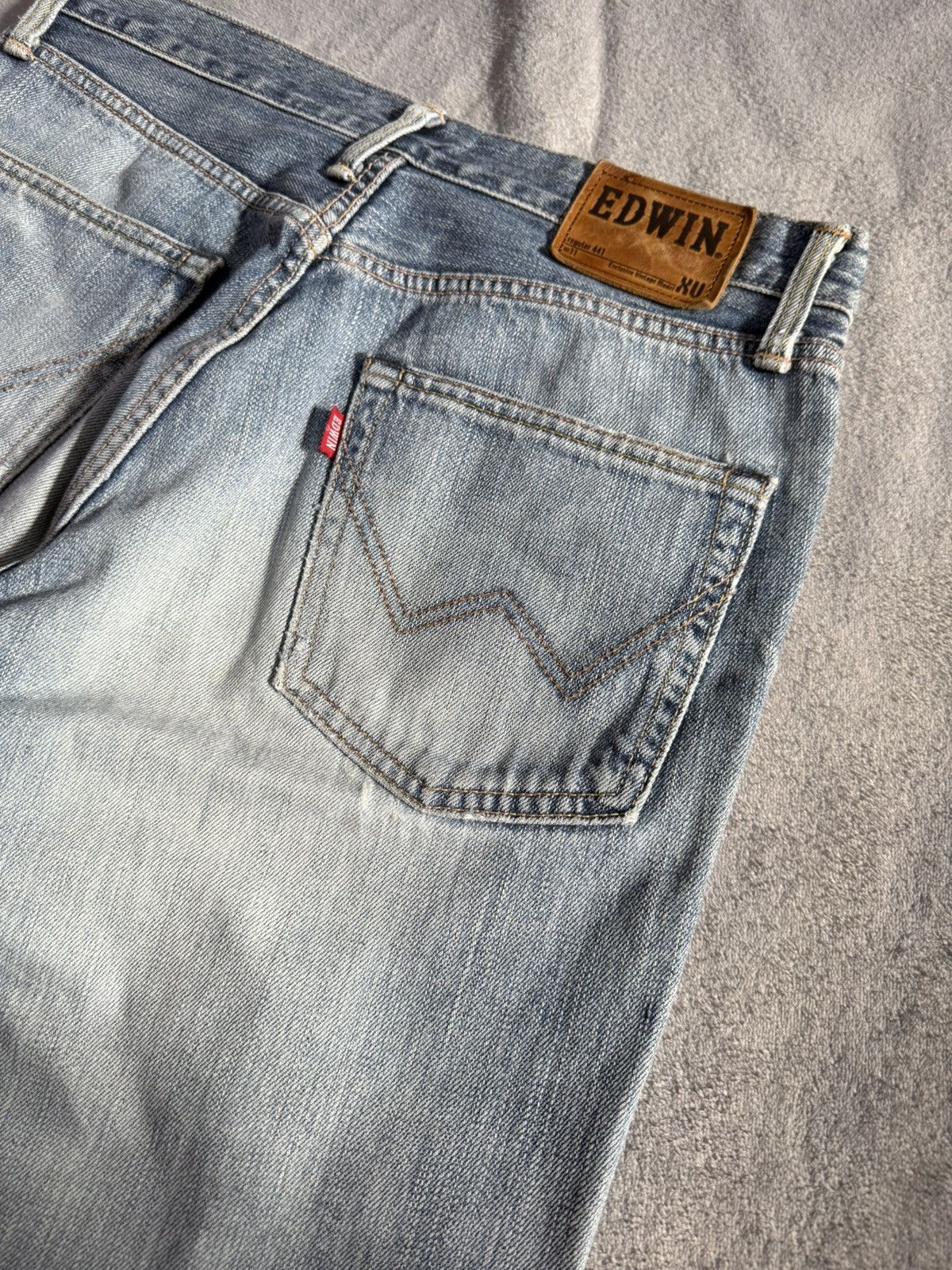 Edwin × Vintage Edwin XV441 Bootcut Flared Natural Distressed Jeans Size US 30 / EU 46 - 16 Thumbnail