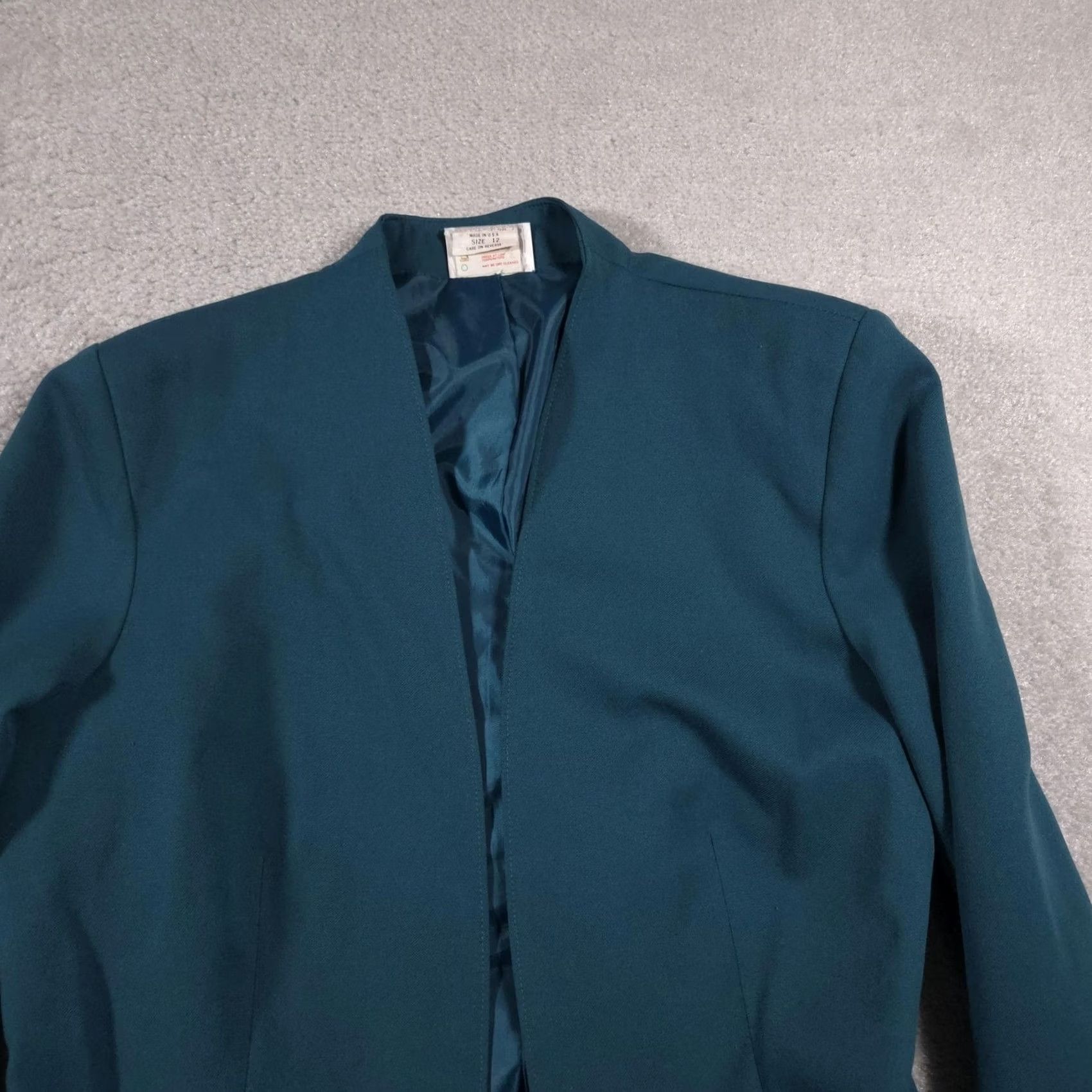 Vintage VINTAGE TanJay Blazer Womens 12 Open Front Made USA Acrylic Polyester Jacket Green Size XL / US 12-14 / IT 48-50 - 3 Thumbnail