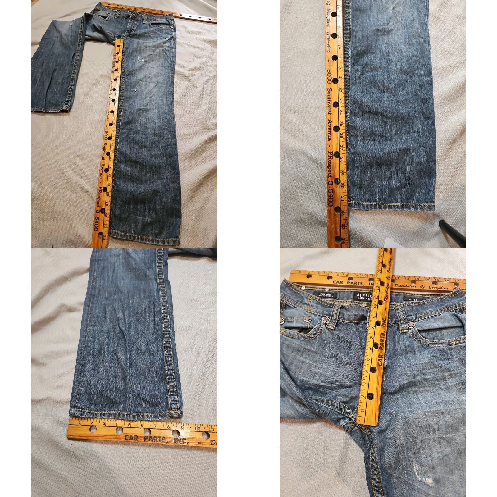 Affliction AFFLICTION Jeans Mens 34 Blue Cooper Relaxed Boot Hipster Made In USA Grunge Distressed Jeans Size US 34 / EU 50 - 9 Thumbnail
