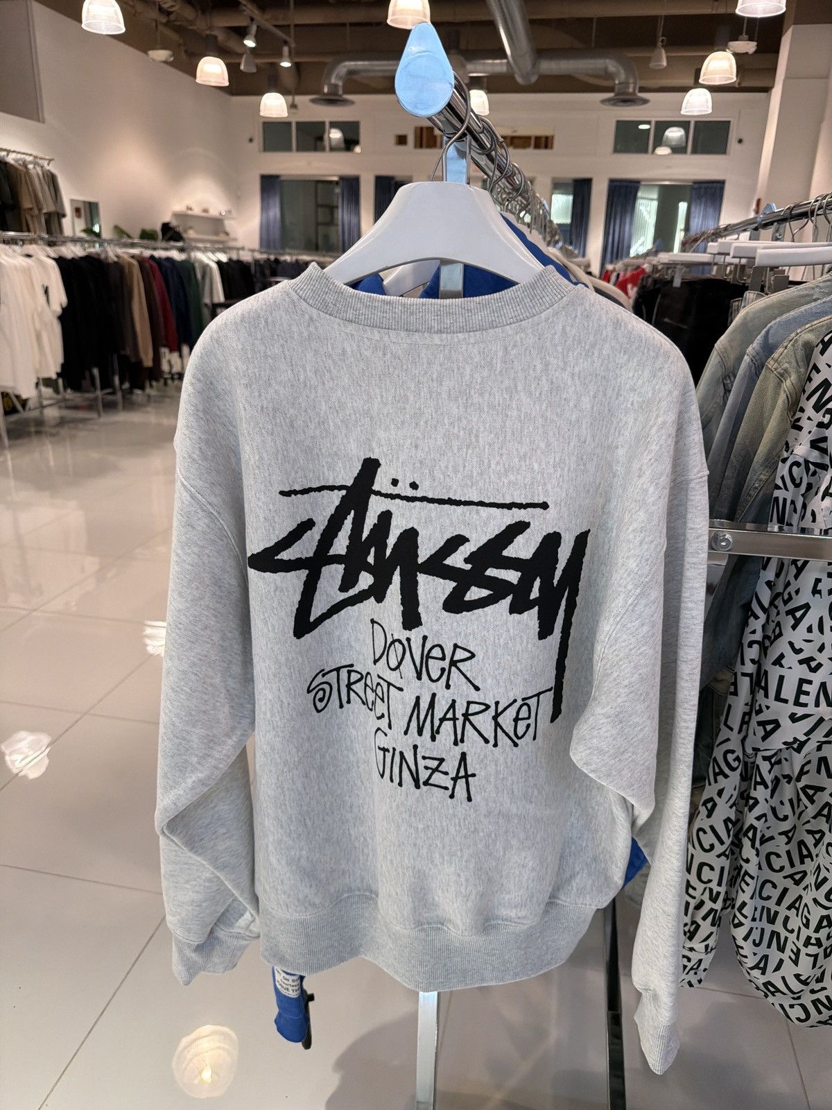 Dover Street Market × Stussy Stussy DSM Ginza Exclusive Ash Heather Grey Crewneck Size US M / EU 48-50 / 2 - 1 Thumbnail