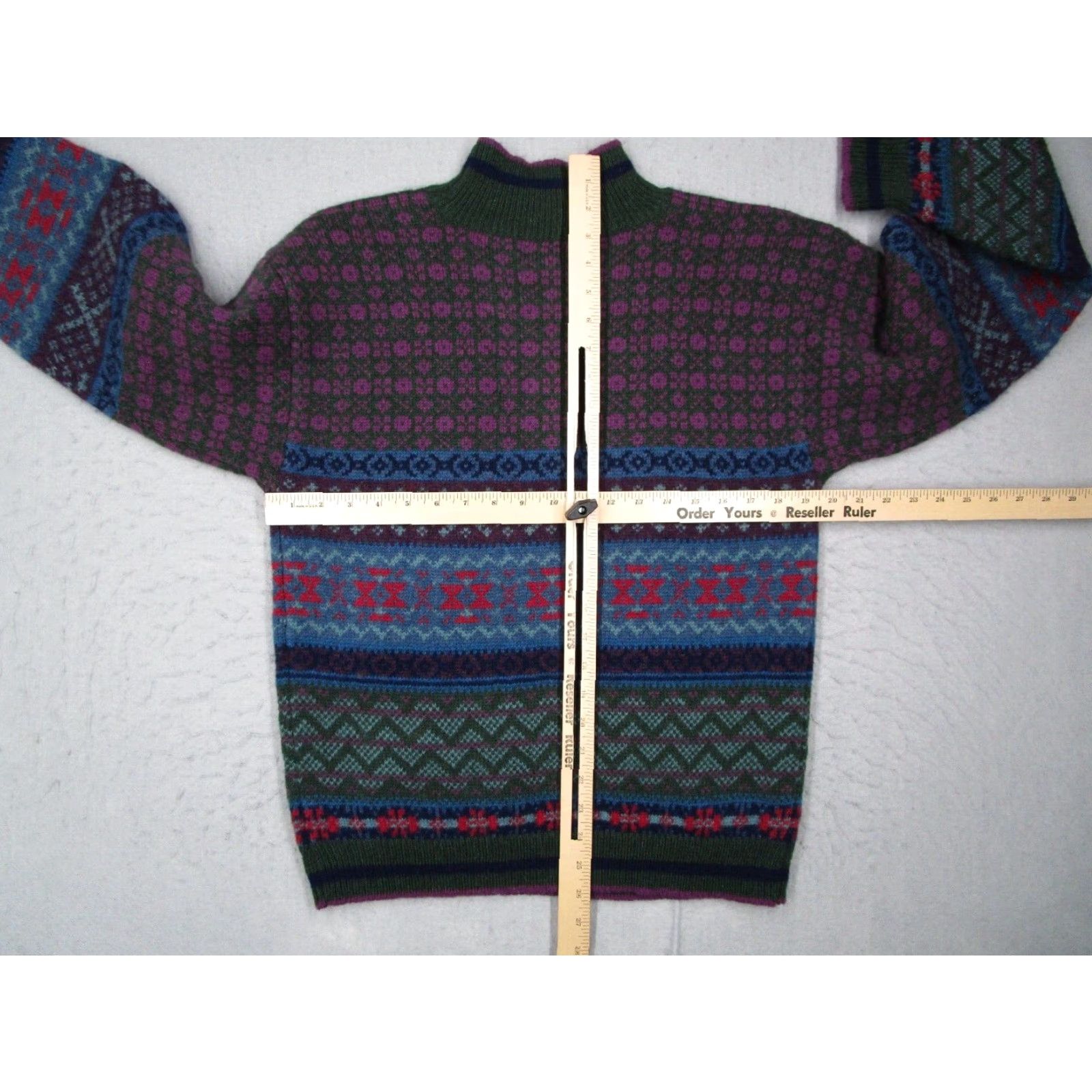 Vintage VINTAGE Woolrich Women's Medium Purple Fair Isle Mock Neck Wool Cable-Knit Sweater Size M / US 6-8 / IT 42-44 - 6 Thumbnail