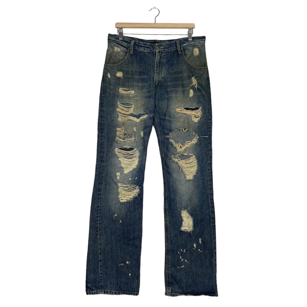 If Six Was Nine 🔥 TTU EXHIBITION DISTRESSED DENIM BROKEN DYED Size US 34 / EU 50 - 2 Thumbnail