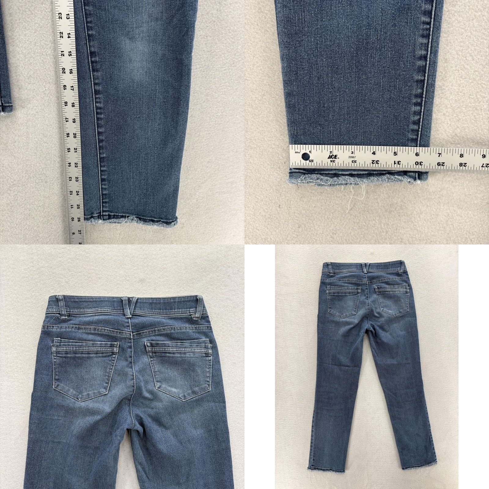 Vintage Democracy Jeans Womens 2 Blue Mid Rise Ankle Stretch 5-Pocket Denim Slim Straight Hem Distressed Modern Raw Hem Size 26" / US 2 / IT 38 - 8 Thumbnail