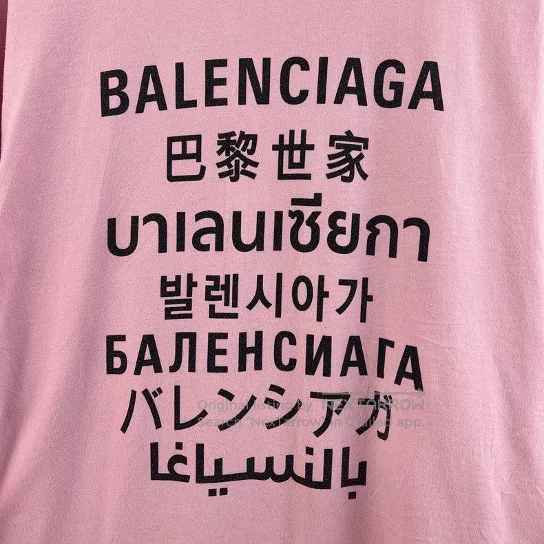 Balenciaga Balenciaga Pink seven language short sleeve T-shirt Size US L / EU 52-54 / 3 - 5 Thumbnail