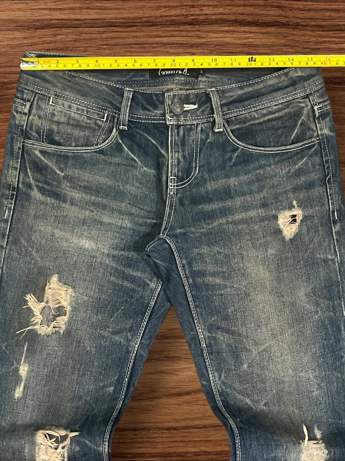 If Six Was Nine Vintage Japanese Brand Cavaria Distressed Whisker Flare Jean Size US 30 / EU 46 - 14 Thumbnail