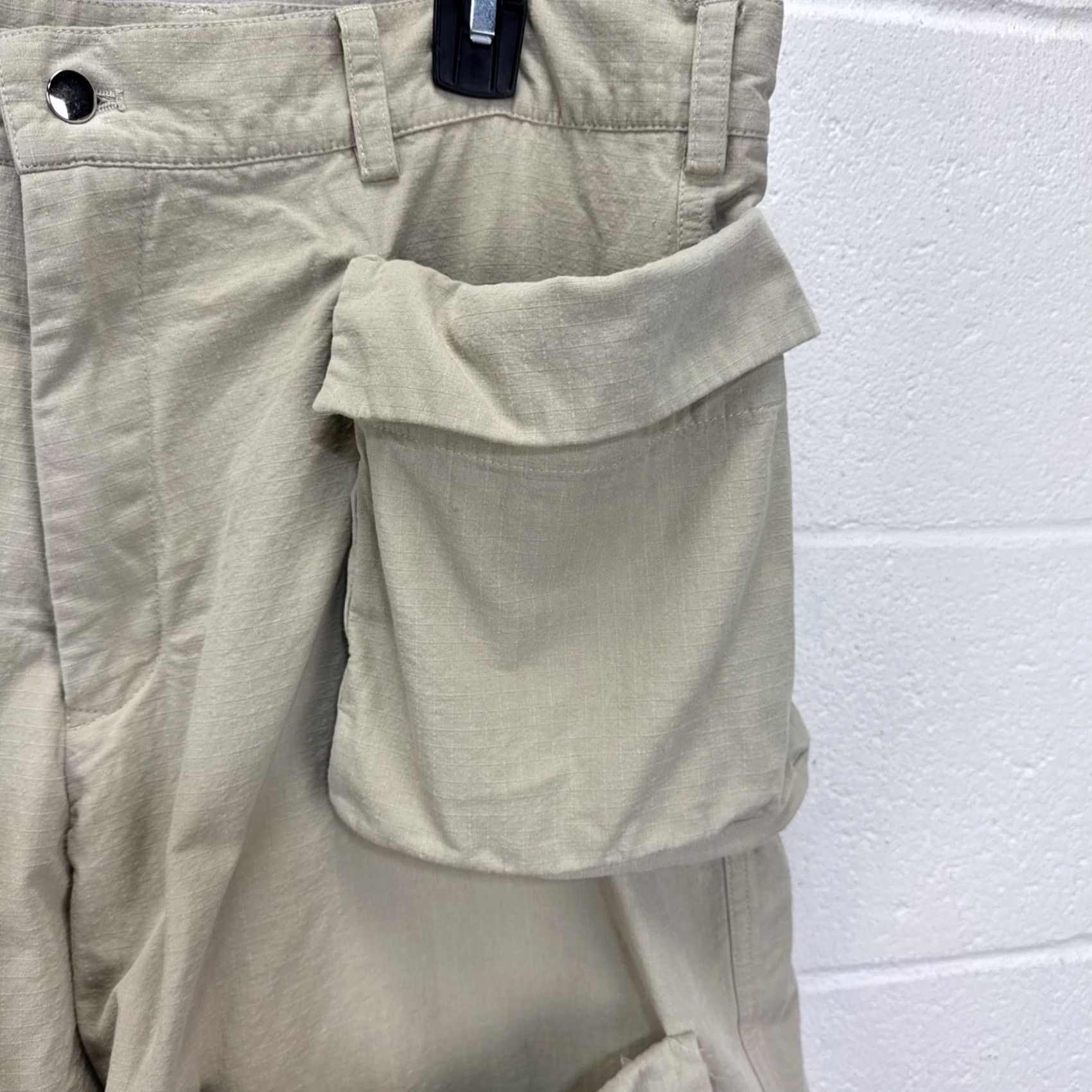 Vintage Spencer Badu Men's Khaki Cargo Chino Wide Pants L Beige Canvas 34 Pockets Relaxed Bootcut 36in Inseam Vintage No Size US 33 - 3 Thumbnail