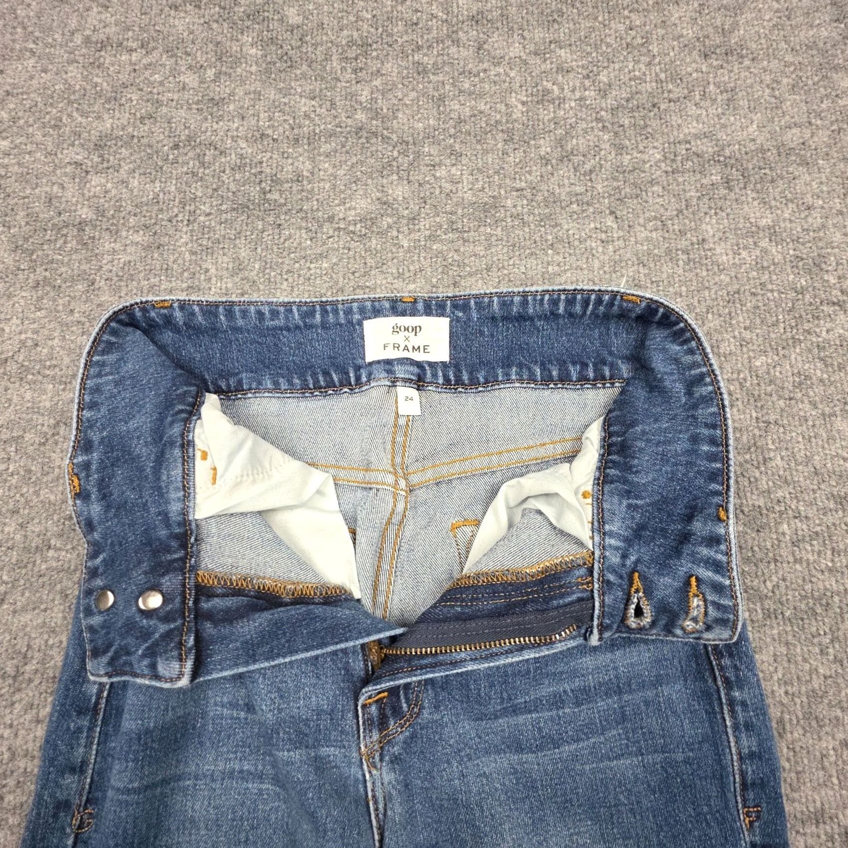 Frame GOOP x FRAME High-Rise Flare Jeans Women's 24 Blue Wide-Leg Stretch Jeans Regular Inseam 29"} Size 40" / US 18 - 5 Thumbnail