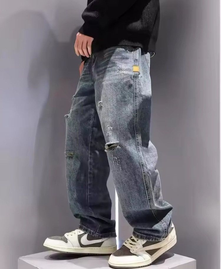 Jean × Streetwear Opium Distressed Black Stack Denim Jeans