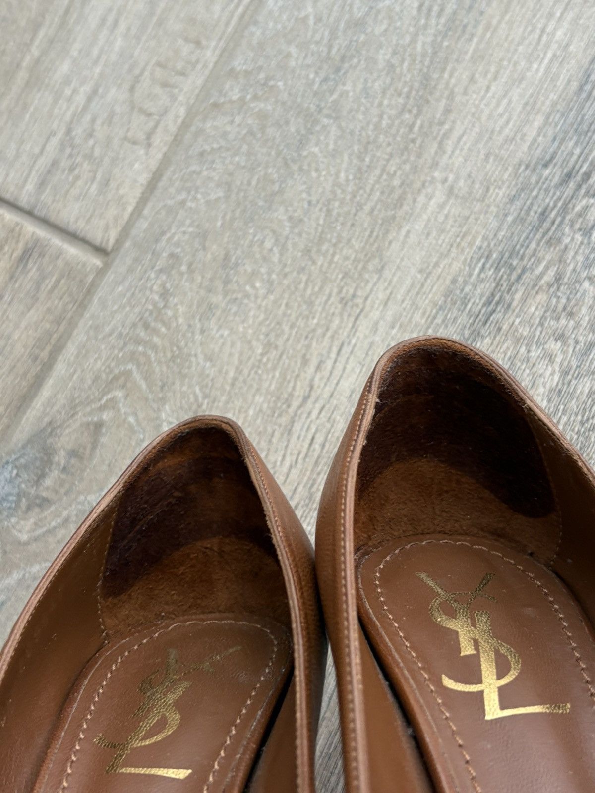 Yves Saint Laurent Yves Saint Laurent Leather Platform Pumps Brown Heels 37.5 Size US 7 / IT 37 - 12 Thumbnail