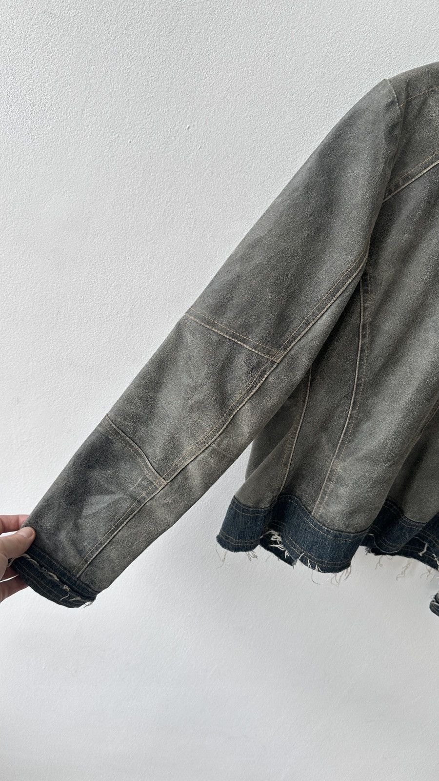 Baldinini Baldinini Italy Distressed Leather Denim Jacket 44 Archive Size M / US 6-8 / IT 42-44 - 17 Thumbnail
