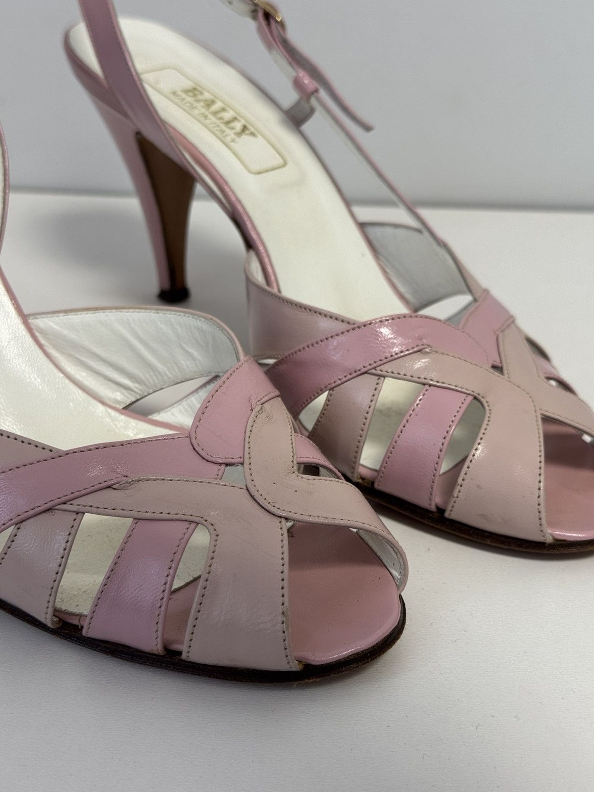Bally Bally Pink Leather Slingback Heels Peep Toe Strappy Pumps Size US 10 / IT 40 - 5 Thumbnail