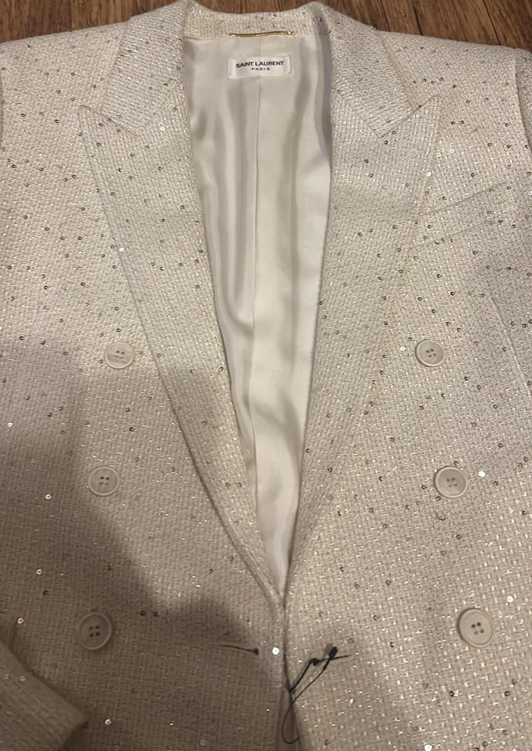 Saint Laurent Paris Saint Laurent Double-Breasted Sequin Wool Blender Blazer Size M / US 6-8 / IT 42-44 - 3 Thumbnail