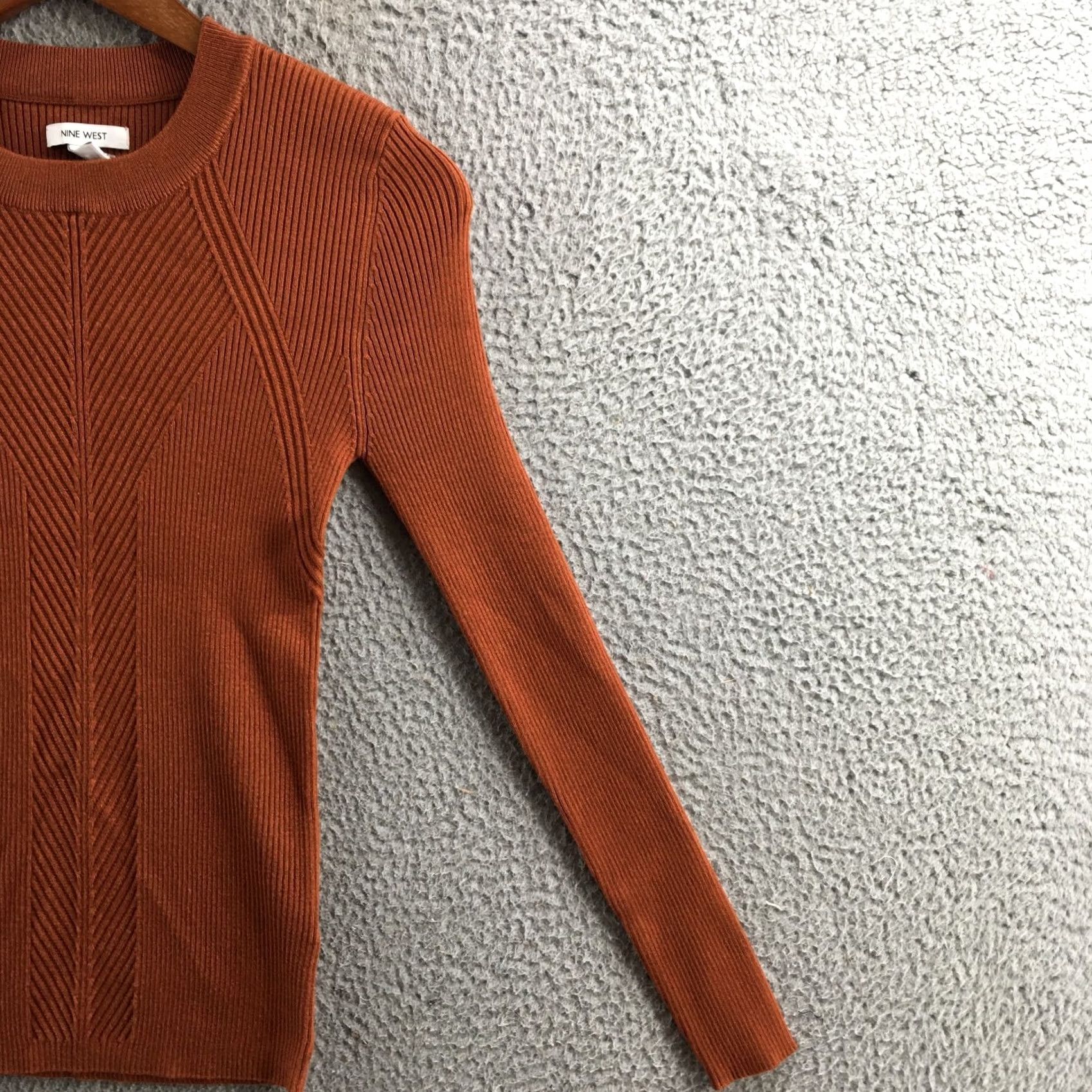 Nine West Nine West Sweater Womens MD Rust Solid Brown Crewneck Knit Long Sleeve Pullover Size M / US 6-8 / IT 42-44 - 4 Thumbnail