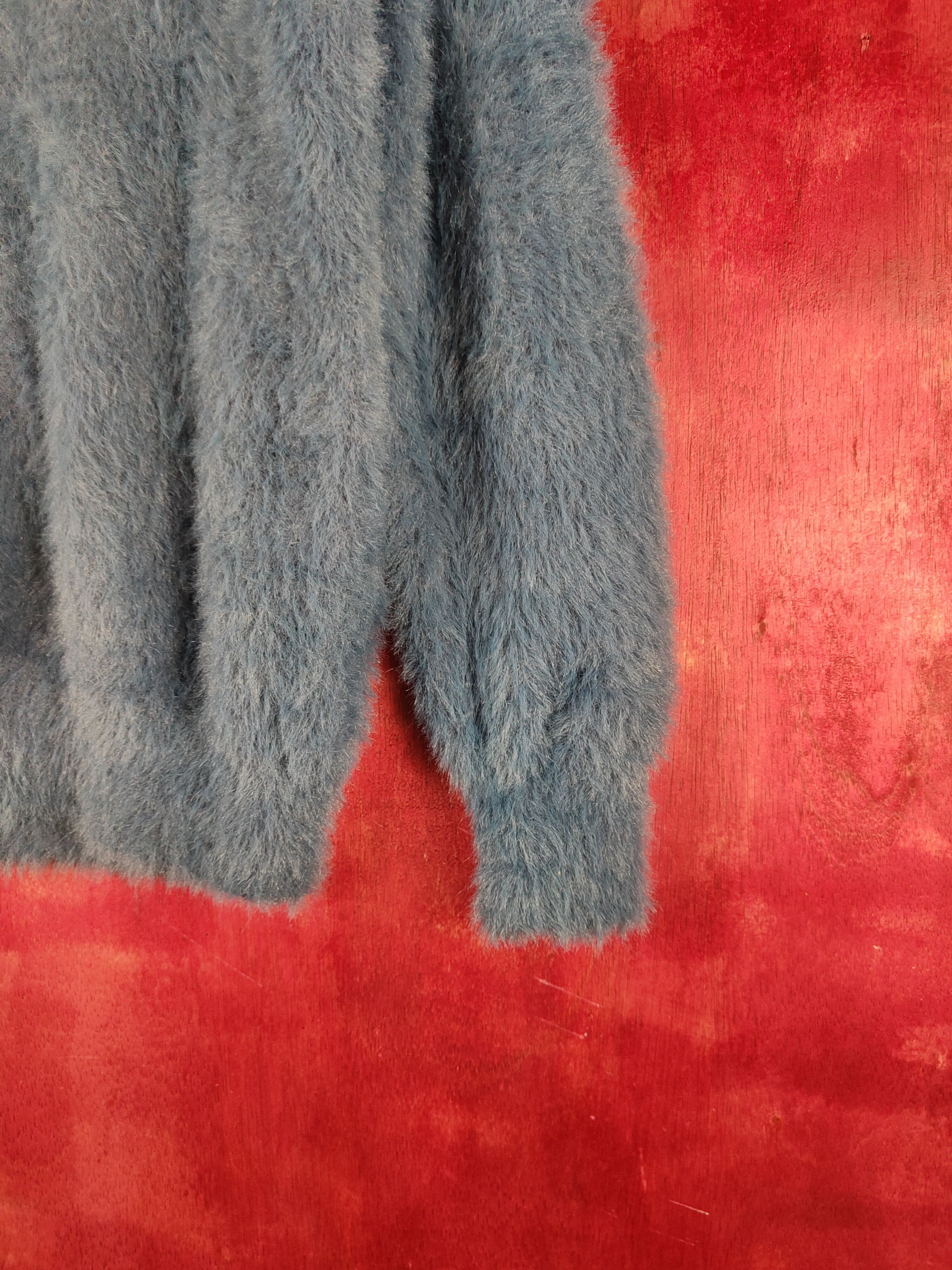 Vintage Sense of Place Blue Shag Shaggy Fur Mohair Knitwear #S2166 Size M / US 6-8 / IT 42-44 - 6 Thumbnail
