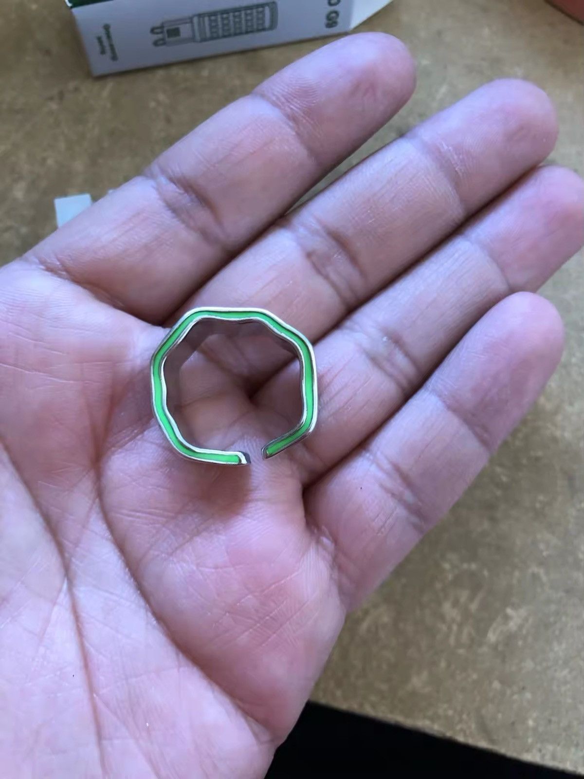 Other Letter Carving Green Stripe Retro Ring Size ONE SIZE - 5 Thumbnail