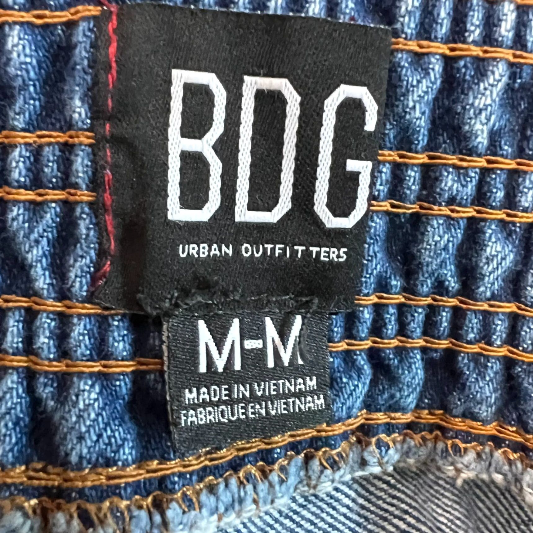 Bdg BDG Denim Skirt Womens M 28X18 Blue Mini Short Stretch Waist 90s Bohemian Barbi Logo Pattern Solid Cotton Denim Vintage No Size 32" / US 10 / IT 46 - 6 Thumbnail