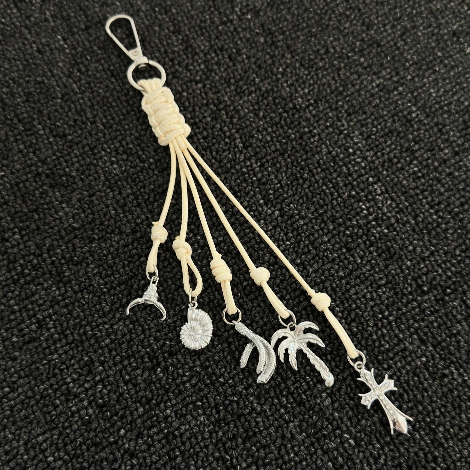 Jewelry Tropical Rope Keychain | Handwoven Palm Cross Charm Size ONE SIZE - 1 Thumbnail