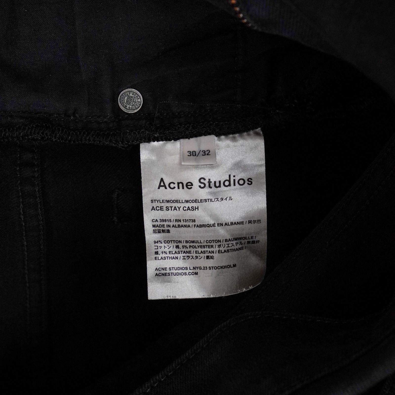 Acne Studios Acne studios ace stay cash denim slim fit black pants jeans Size US 30 / EU 46 - 7 Thumbnail