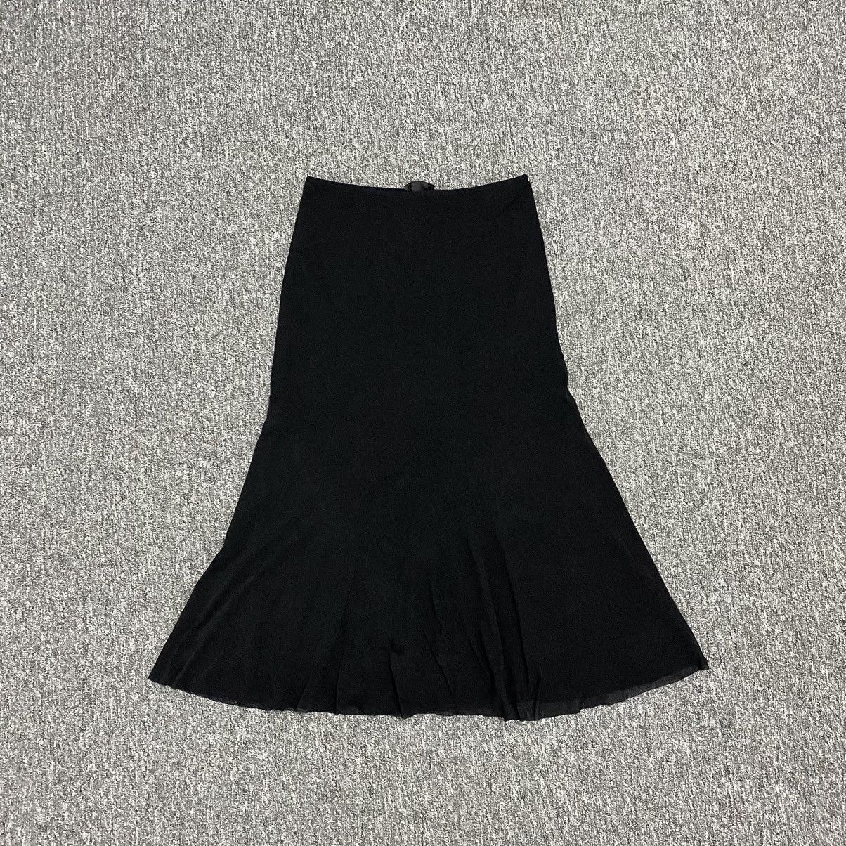 image of Vivienne Tam - Black Nylon Mesh Flared Skirt, Women's (Size 28)