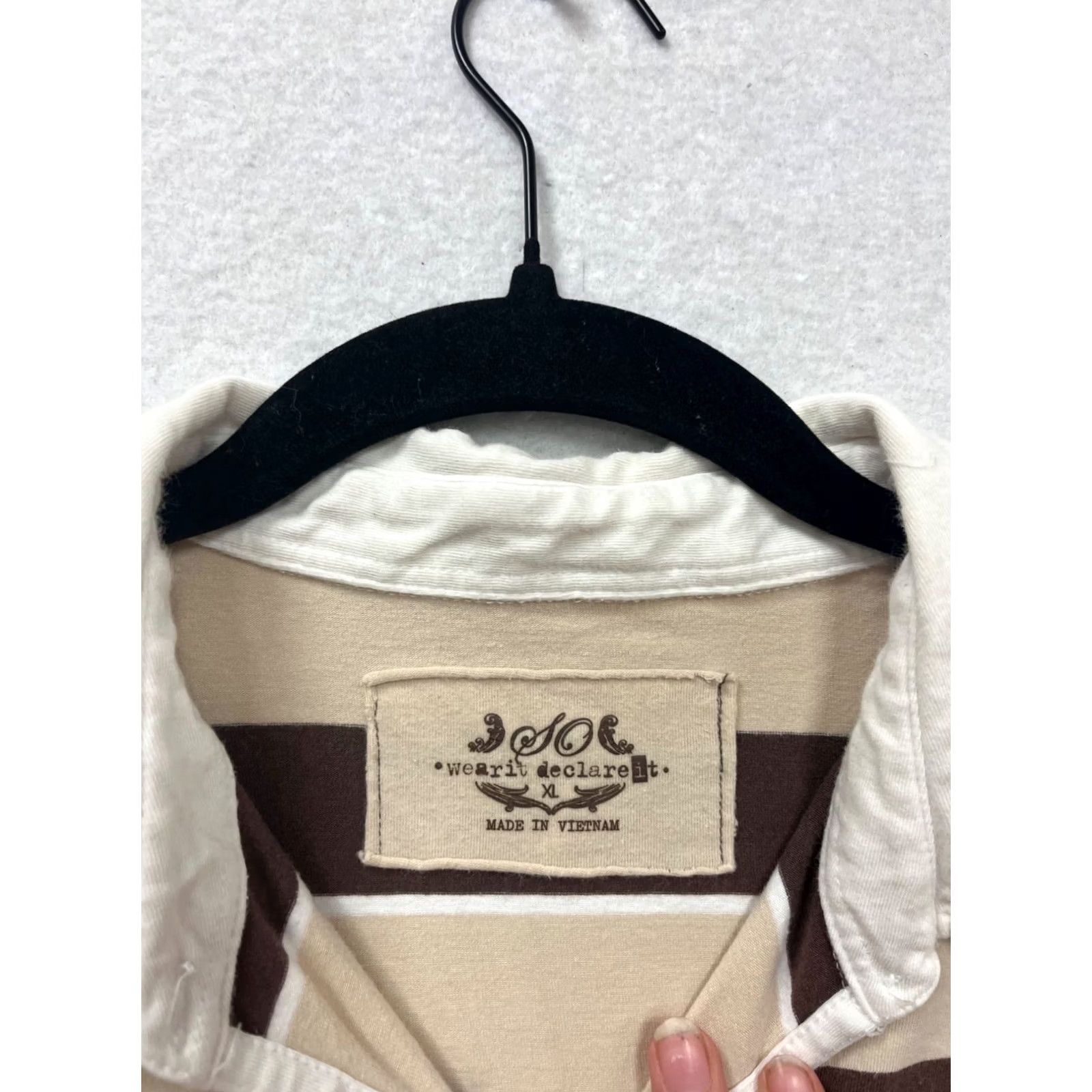 Vintage Wear It Declare It Striped Polo Shirt Womens Regular Brown & White Short Sleeve X Size Size XL / US 12-14 / IT 48-50 - 3 Thumbnail