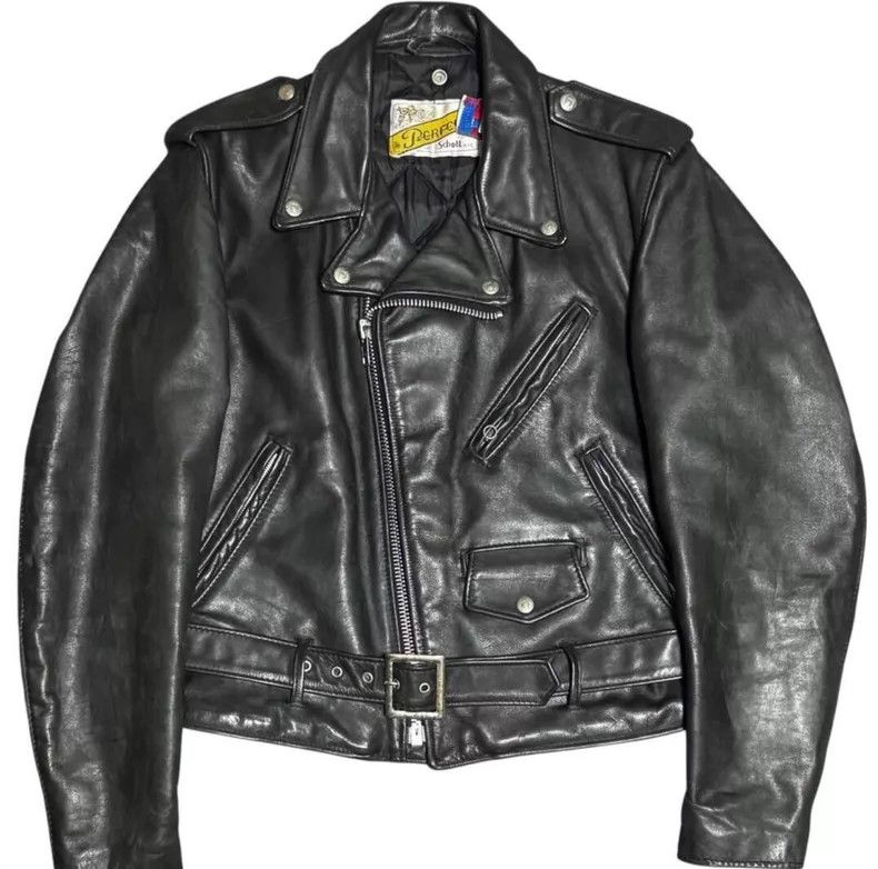 Schott Schott Classic diagonal zipper motorcycle leather jacket Size US L / EU 52-54 / 3 - 1 Thumbnail