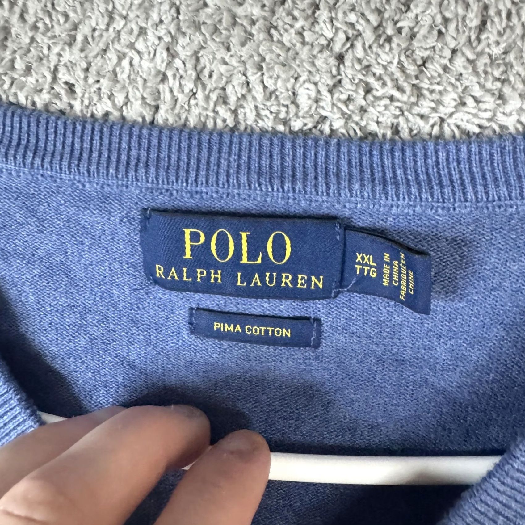 Polo Ralph Lauren VINTAGE? No. Polo Ralph Lauren Sweater Mens 2XL Blue Pima Cotton V Neck Knit Pullover Size US XXL / EU 58 / 5 - 7 Thumbnail