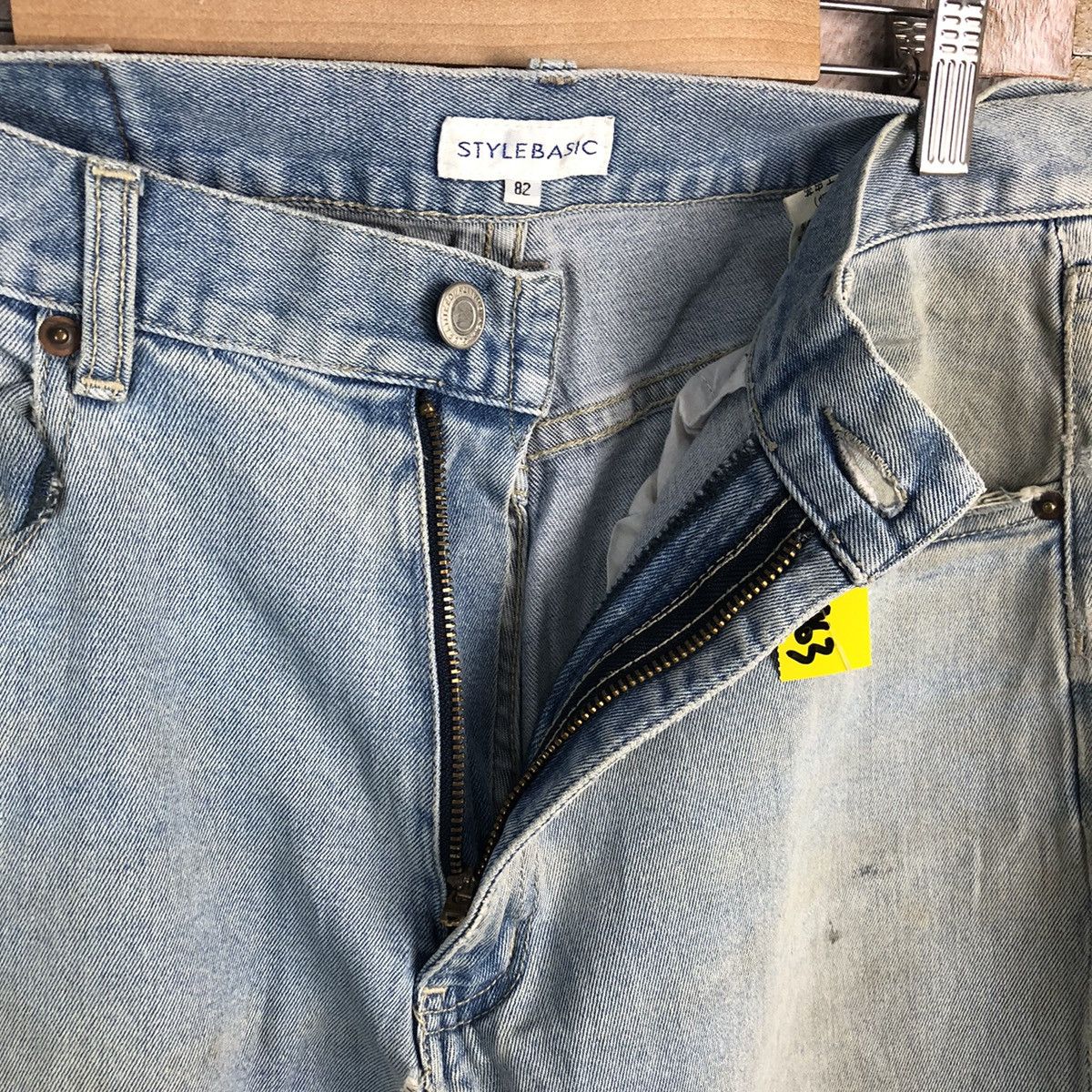 Japanese Brand Style Basic Blue Distressed vintage Denim Pants #A963 Size US 32 / EU 48 - 14 Thumbnail