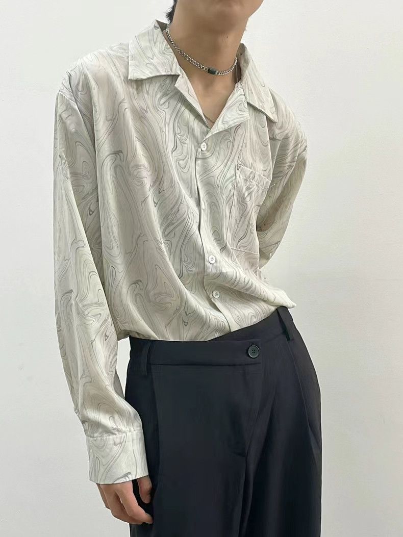 Japanese Brand × Vintage Vintage Wave Pattern Casual Loose Long Sleeve Shirt Size US M / EU 48-50 / 2 - 2 Thumbnail