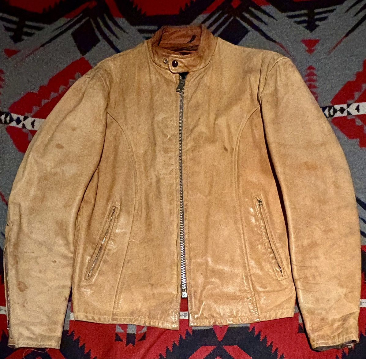 Lesco Leathers Tan Cafe Racer Jacket