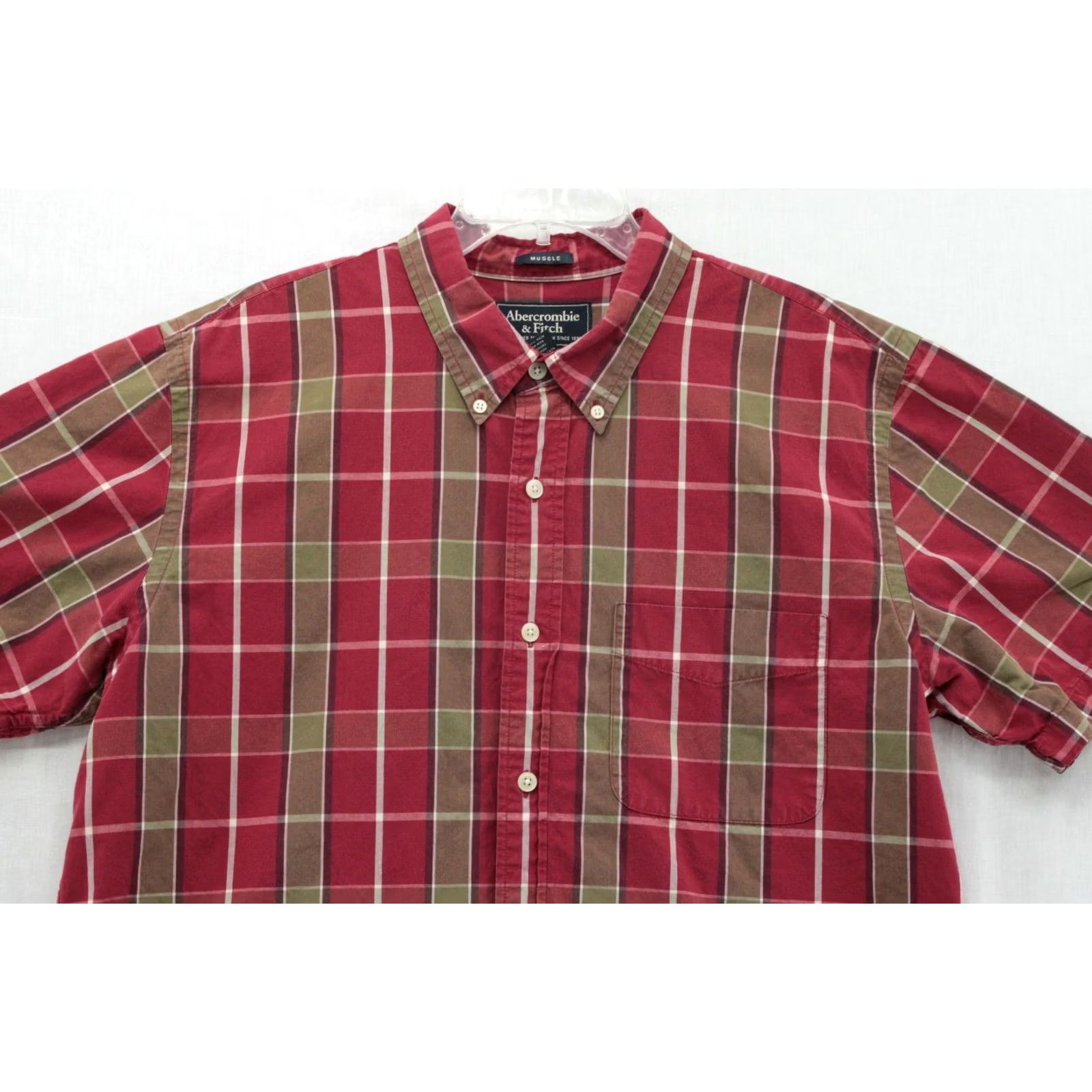 Abercrombie & Fitch Abercrombie & Fitch Shirt Mens XL Red Plaid Button-Up Muscle Preppy Lightweight Size US XL / EU 56 / 4 - 4 Thumbnail