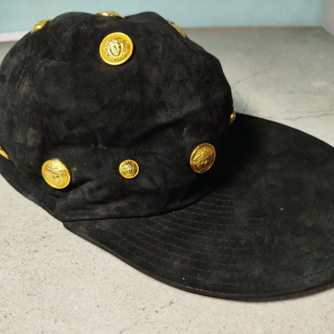 Versace Gianni Versace Black Suede Medusa Hat Size ONE SIZE - 5 Thumbnail