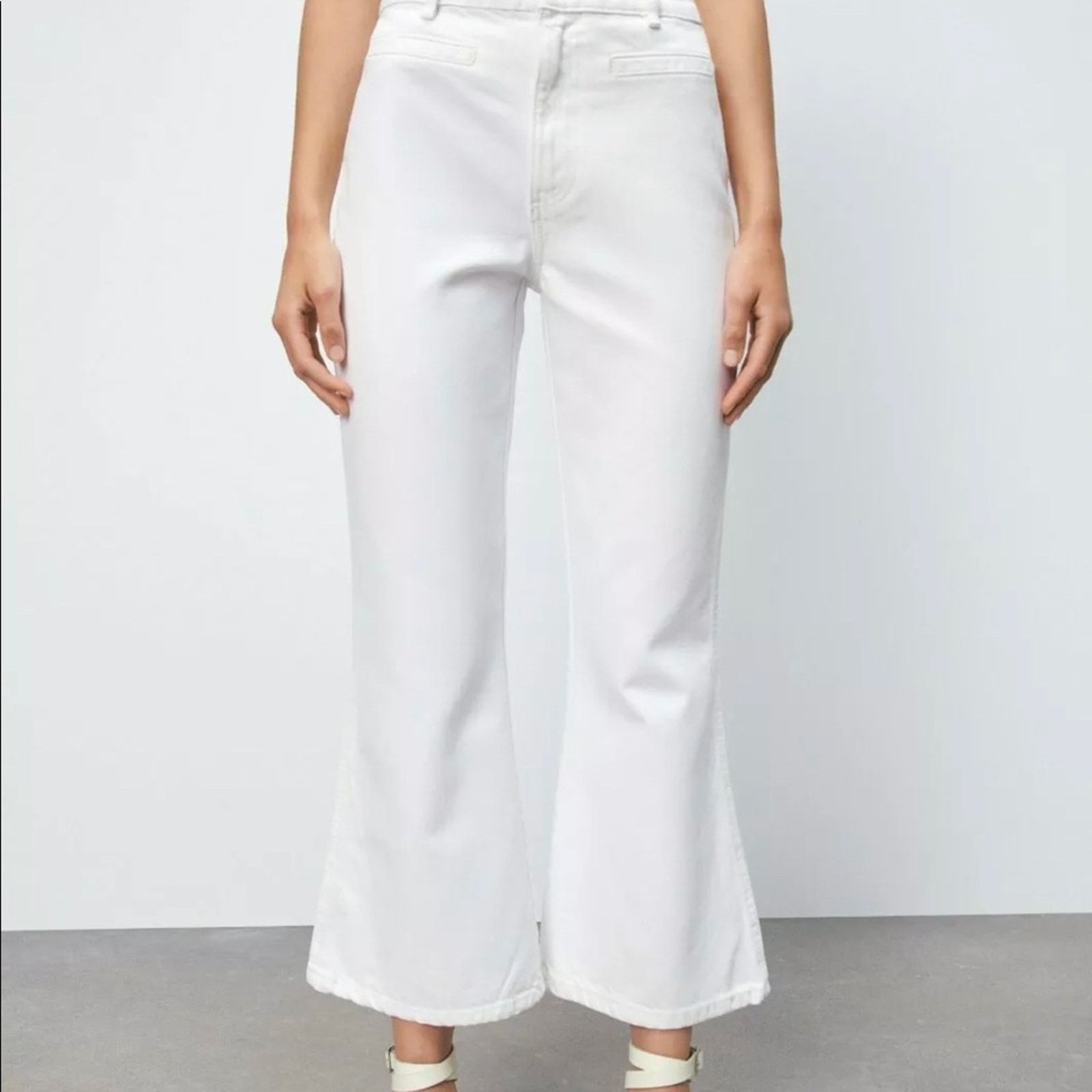 Zara ZARA FLARED PANTS OYSTER WHITE Size 30" / US 8 / IT 44 - 4 Thumbnail