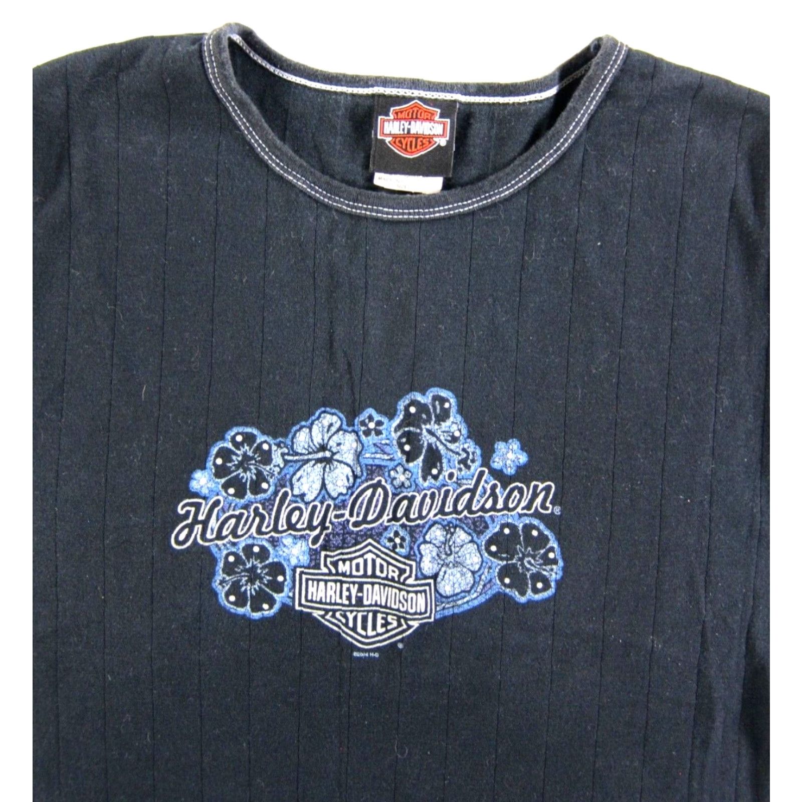 Harley Davidson VINTAGE Harley-Davidson Motor Cycles Women T-Shirt Black Floral Cotton L Size L / US 10 / IT 46 - 4 Thumbnail