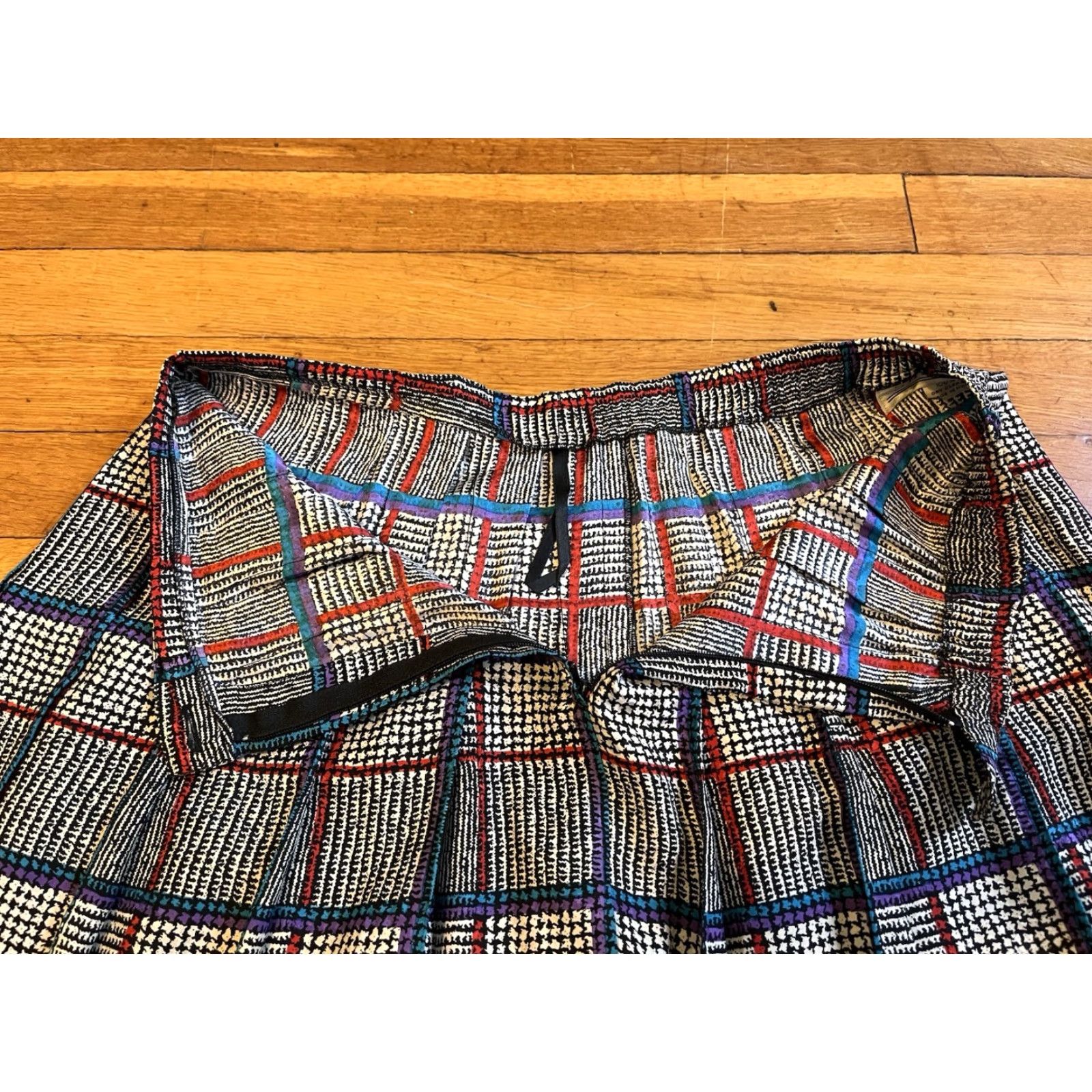 Vintage VINTAGE Starington Silk Blouse Skirt Scarf Set Women’s 12 Plaid Grey Blue 80s Size 4XL / US 24-26 - 5 Thumbnail