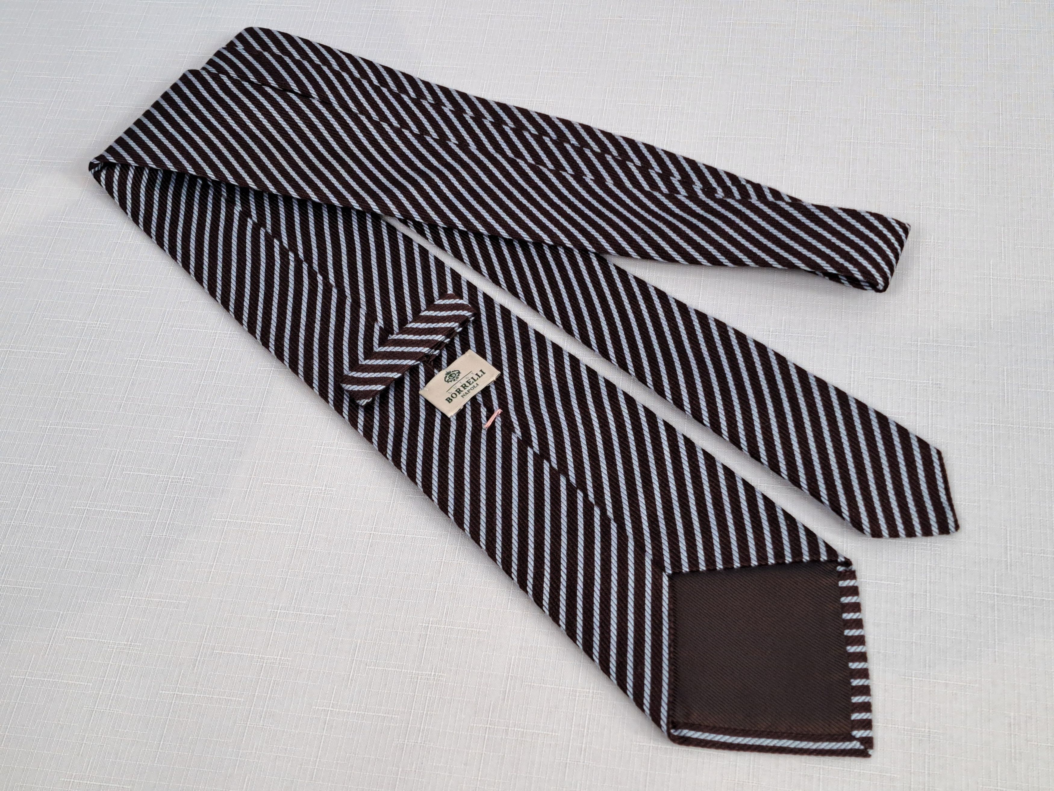 Luigi Borrelli Luigi Borelli Napoli silk/cashmere striped tie. Size ONE SIZE - 3 Thumbnail