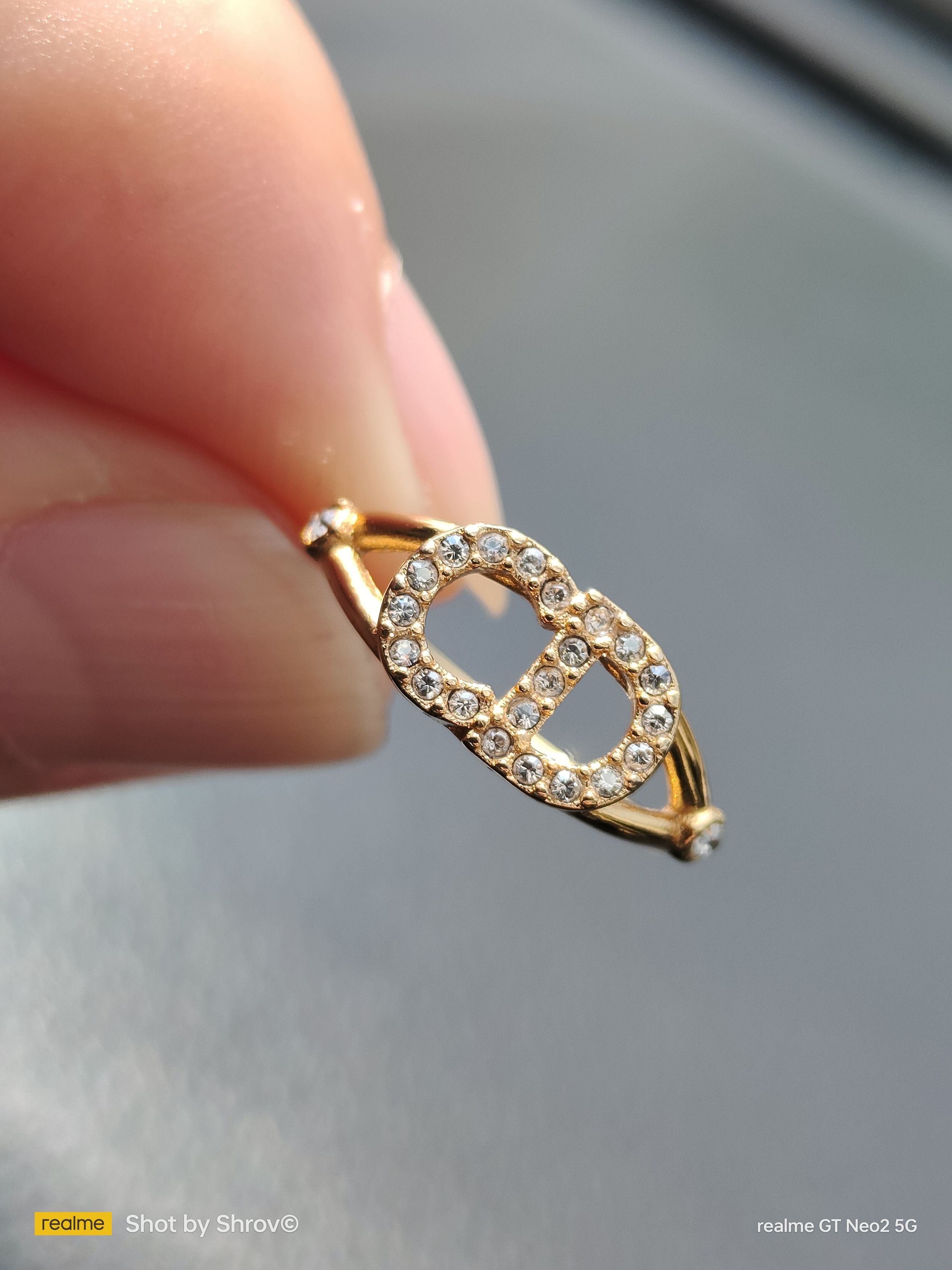 Dior DIOR Clair D Lune Ring Gold-Finish Metal and White Crystals Size ONE SIZE - 1 Thumbnail