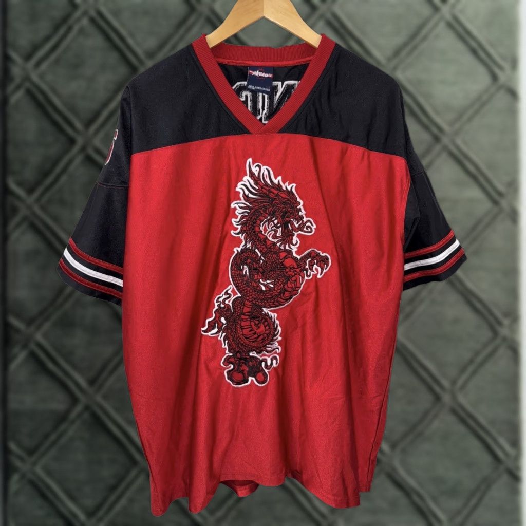 JNCO VINTAGE JNCO Jeans Dragon Black Red 85 Jersey Size Large RARE 90s Mens Casual Activewear L Red 90s Mens Size US L / EU 52-54 / 3 - 1 Thumbnail