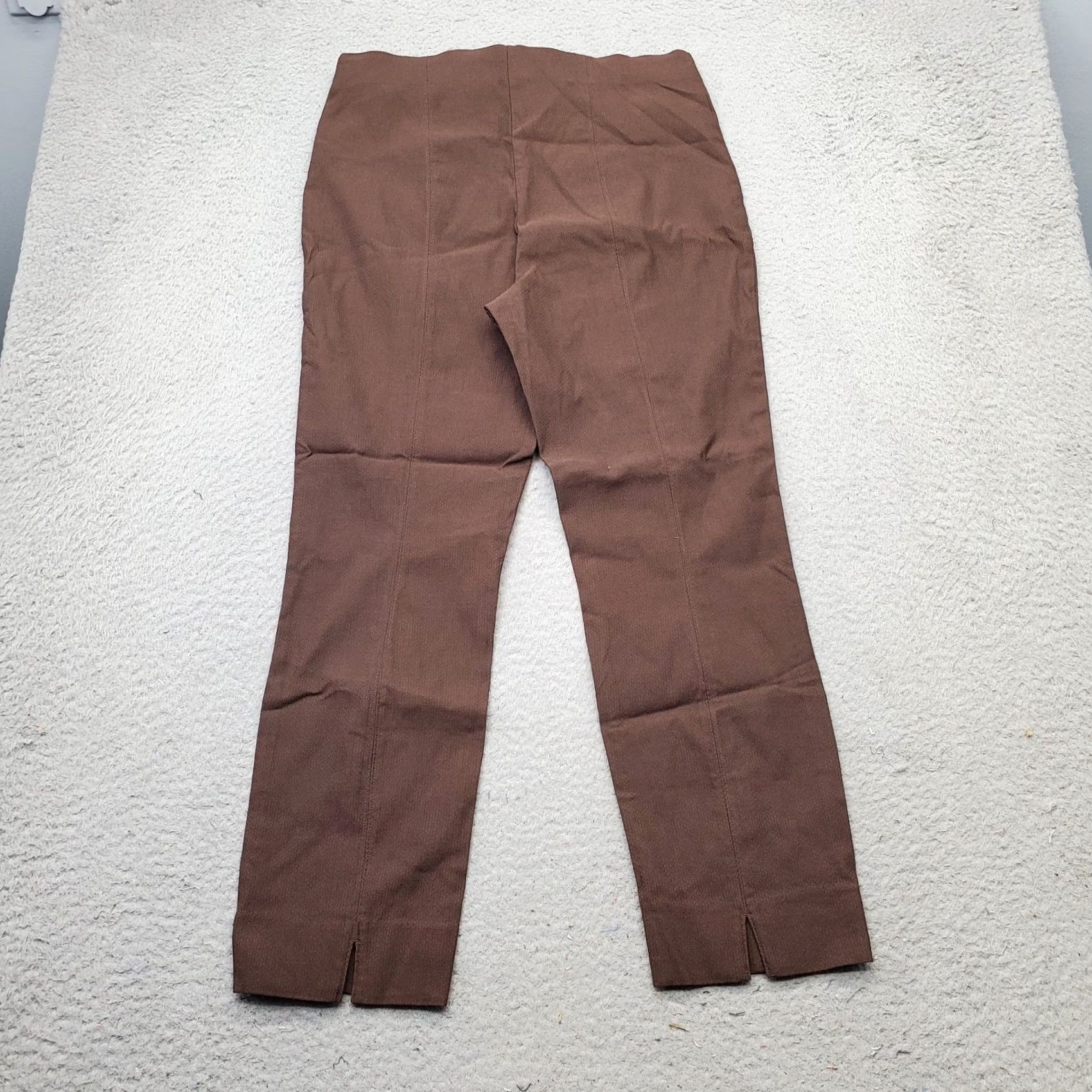 Vintage Simply Vera Vera Wang Pants Women L Brown Rayon Stretch Straight Pull On Size 36" / US 14 / IT 50 - 2 Thumbnail