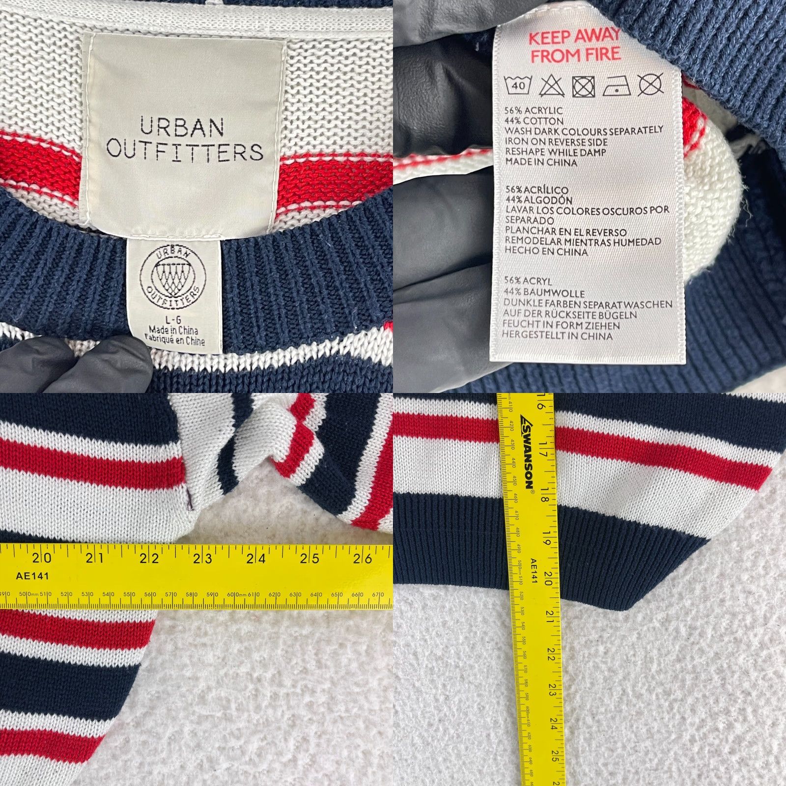 Urban Outfitters Urban Outfitters Sweater Women Large Blue Striped Knit Pullover Long Sleeve Crew Neck Casual All Seasons Bohemian City Classic Mens Womens Girls Boys Size L / US 10 / IT 46 - 8 Thumbnail