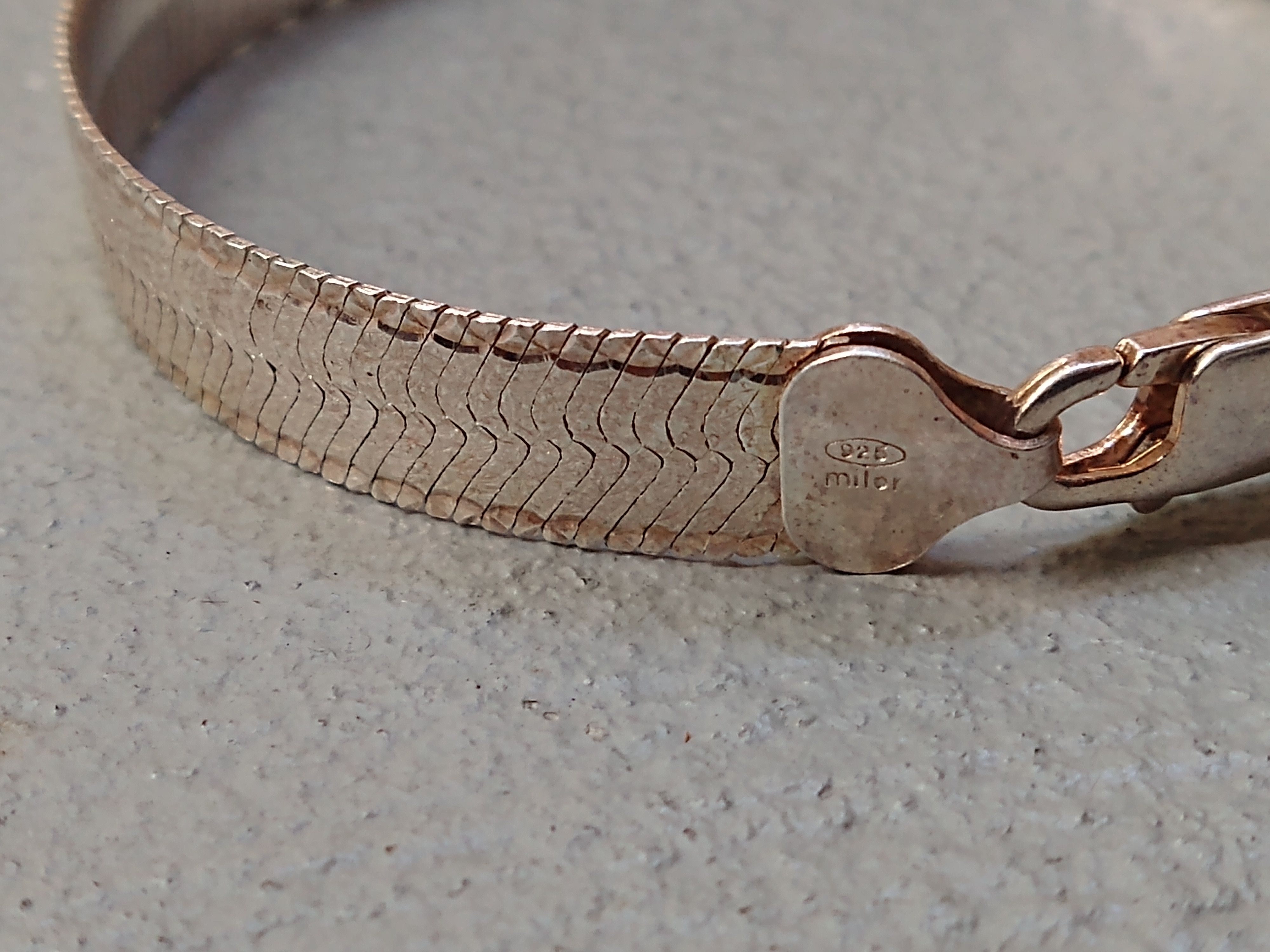 Vintage Sterling Silver Bracelet Herringbone Snake Chain