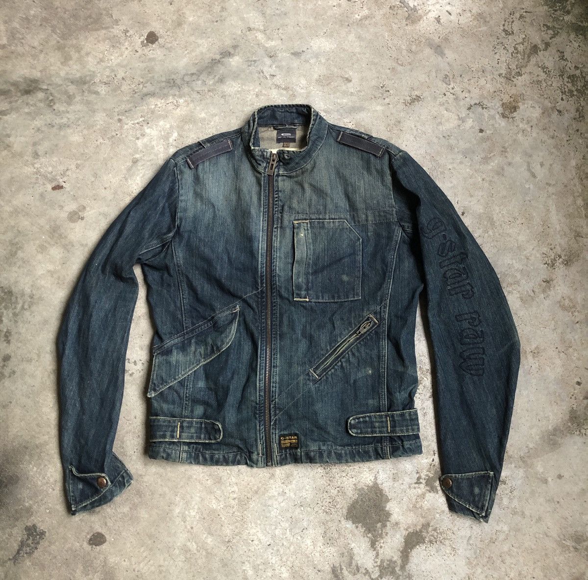 G-Star Vintage G-Star Raw Biker Style Denim Jacket Size US M / EU 48-50 / 2 - 1 Thumbnail