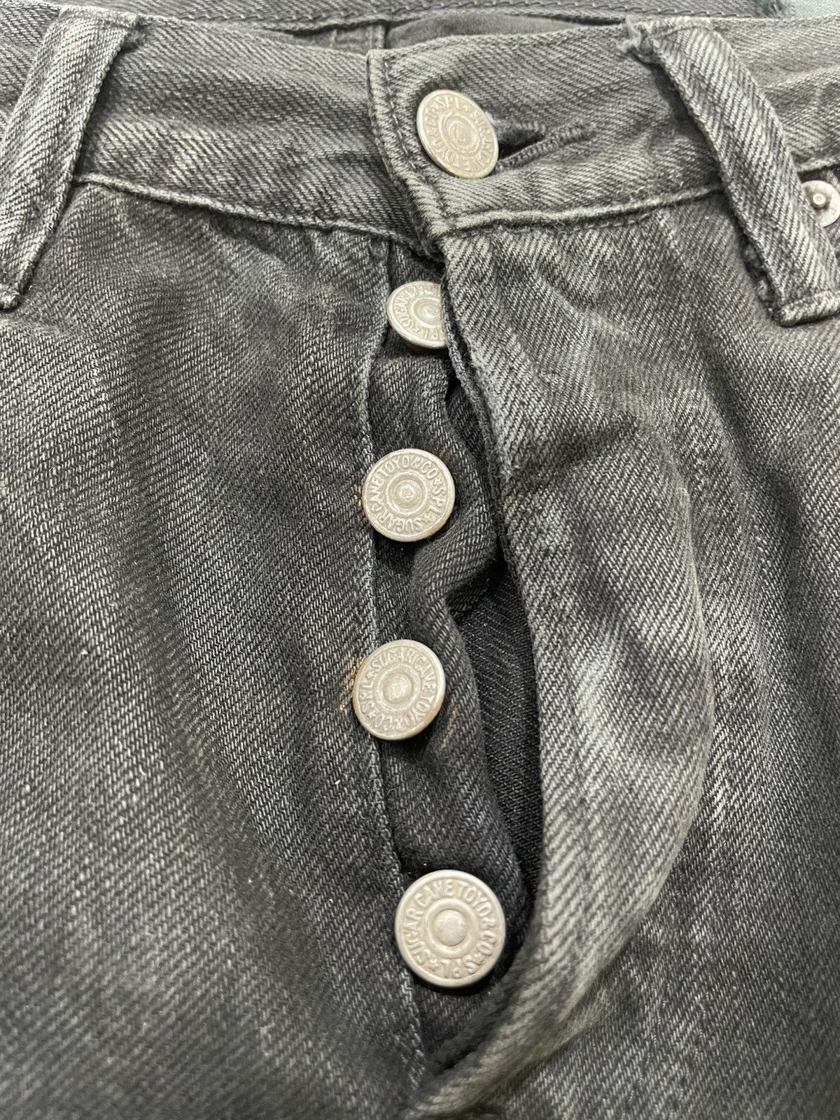 Japanese Brand Vintage 2000s Button Fly Washed Black Jeans y2k Size US 31 - 5 Thumbnail